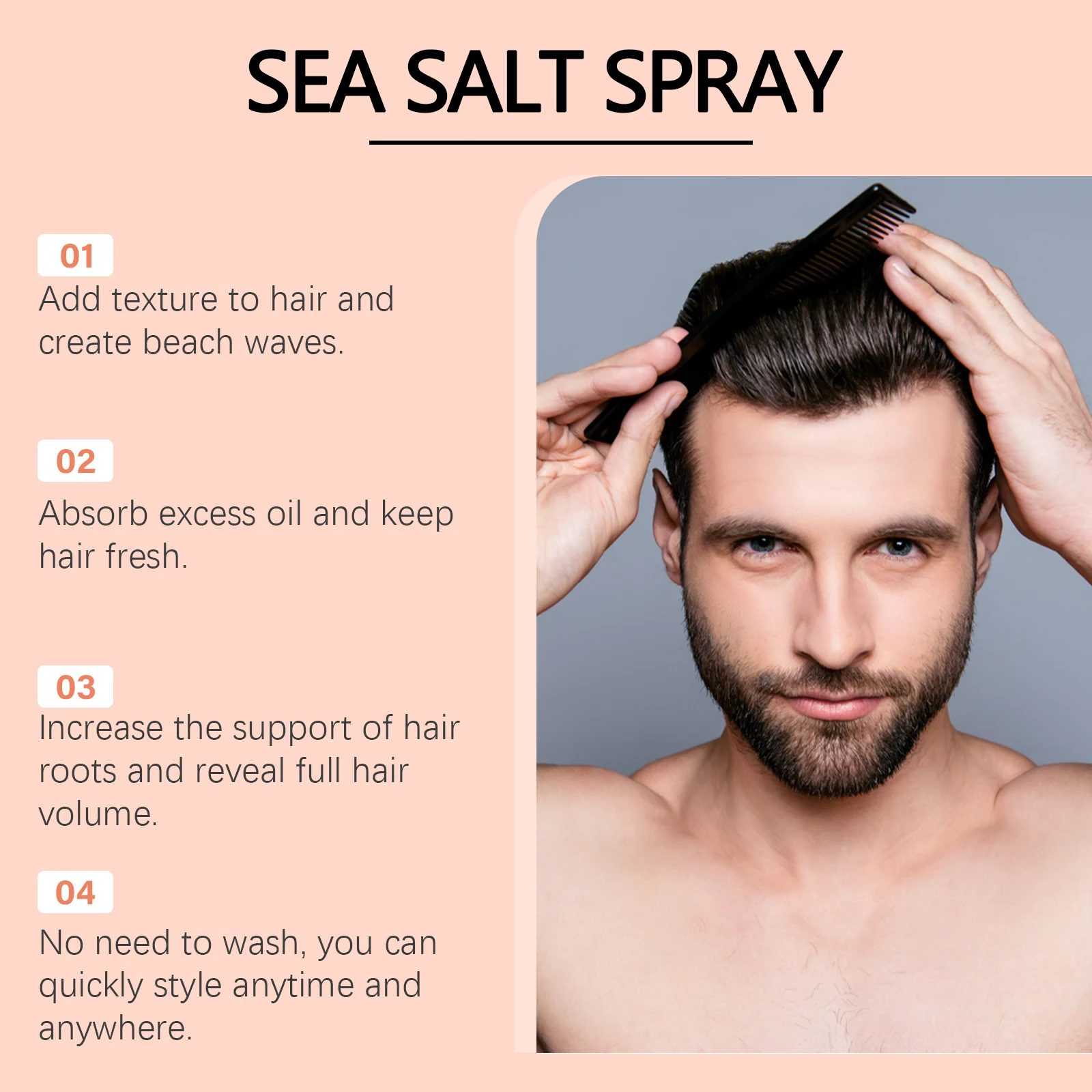 Sea Salt Hair Texturizing Spray for Volume, Oil Control & Beach Waves - 100ml 7 eelhoe sea salt hair texturizing spray 100ml cih mgv5ku79 desc 7