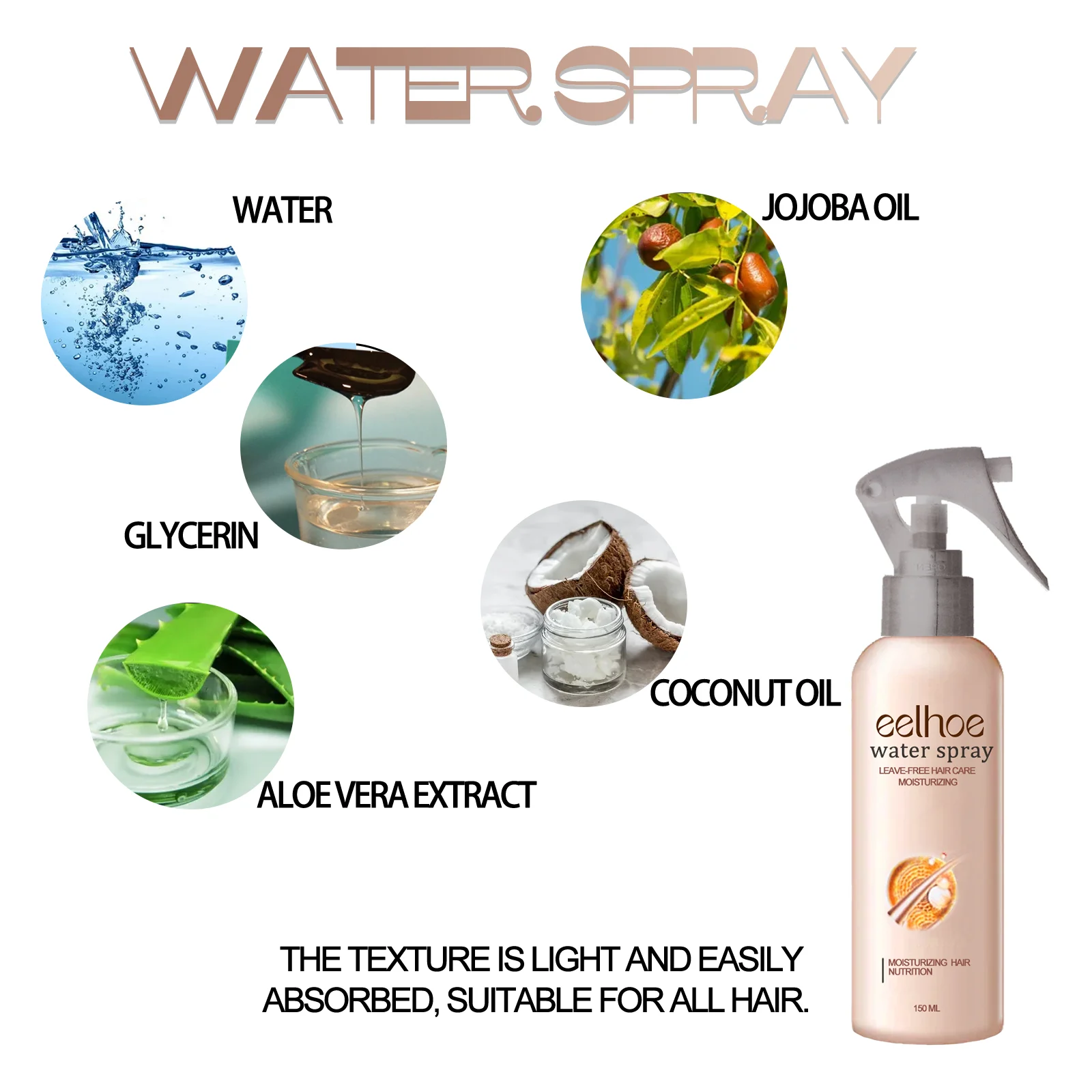 Smoothing Hair Spray Moisturizing Hair Treatment for Dry Frizz Control and Shine 150ml 3 eelhoe smoothing hair spray moisturizing 150ml cih qdzhnh6y desc 3