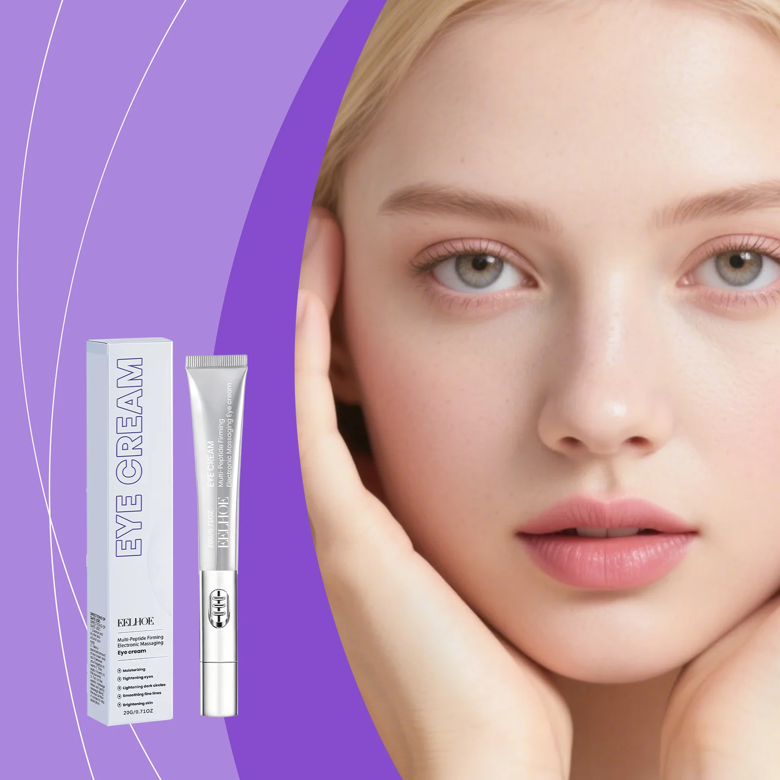 EELHOE Arginine Care Eye Cream with Electric Massage Head - Moisturizing, Tightening, Brightening 3 electric massage eye cream cih m42a7hg4 desc 3