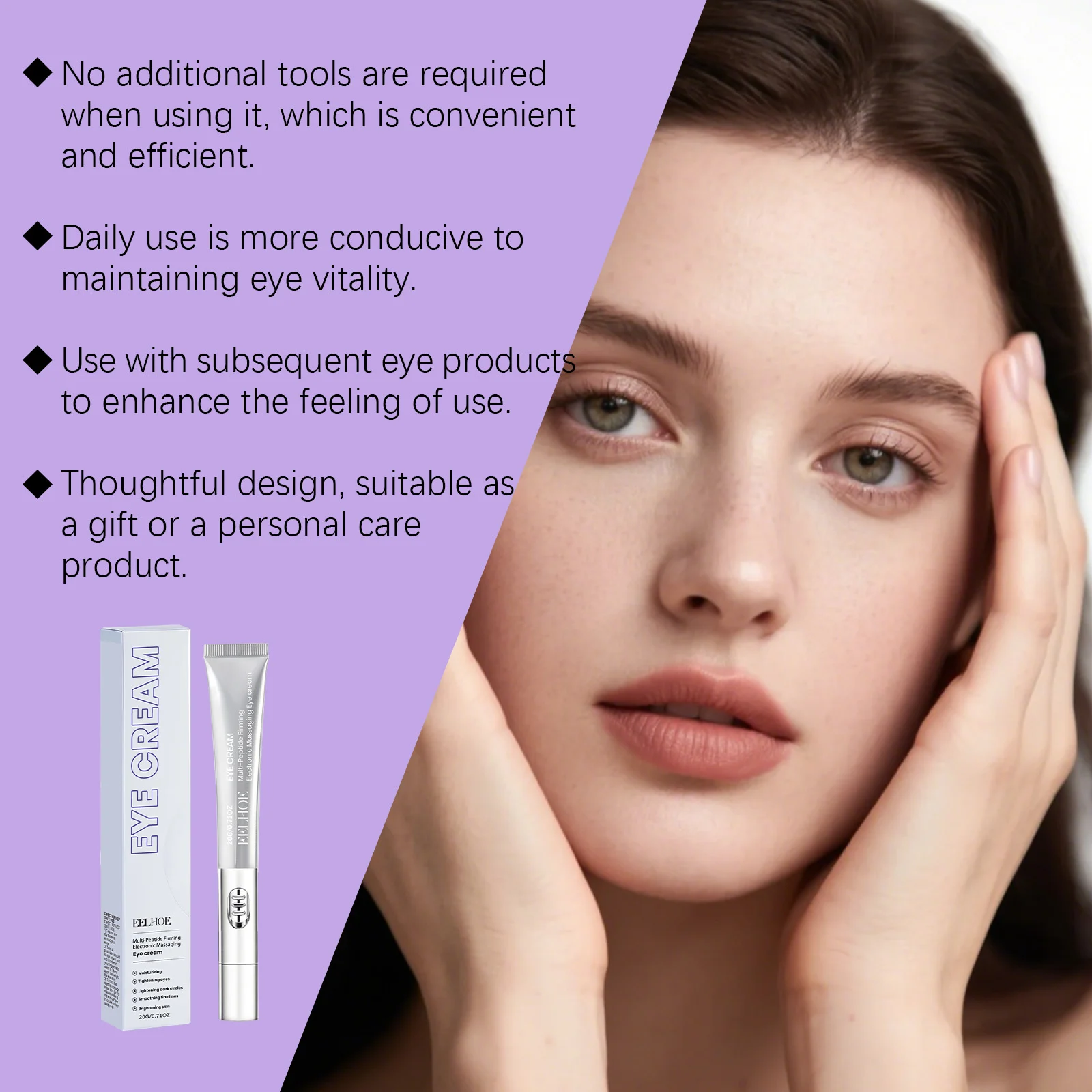 EELHOE Arginine Care Eye Cream with Electric Massage Head - Moisturizing, Tightening, Brightening 7 electric massage eye cream cih m42a7hg4 desc 7