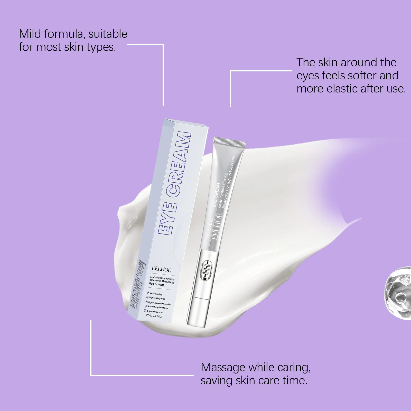 EELHOE Arginine Care Eye Cream with Electric Massage Head - Moisturizing, Tightening, Brightening 9 electric massage eye cream cih m42a7hg4 desc 9