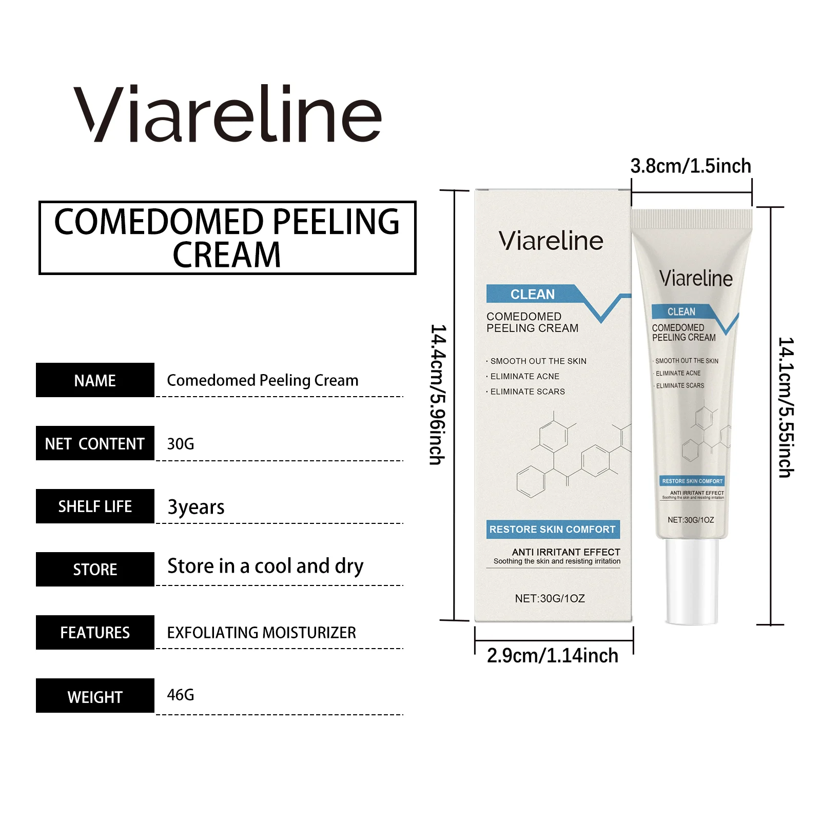 Exfoliating Acne Moisturizing Cream 30g Gentle Peeling Treatment for Smooth & Bright Skin 1 exfoliating acne moisturizing cream 30g cih pbaygxbh desc 1