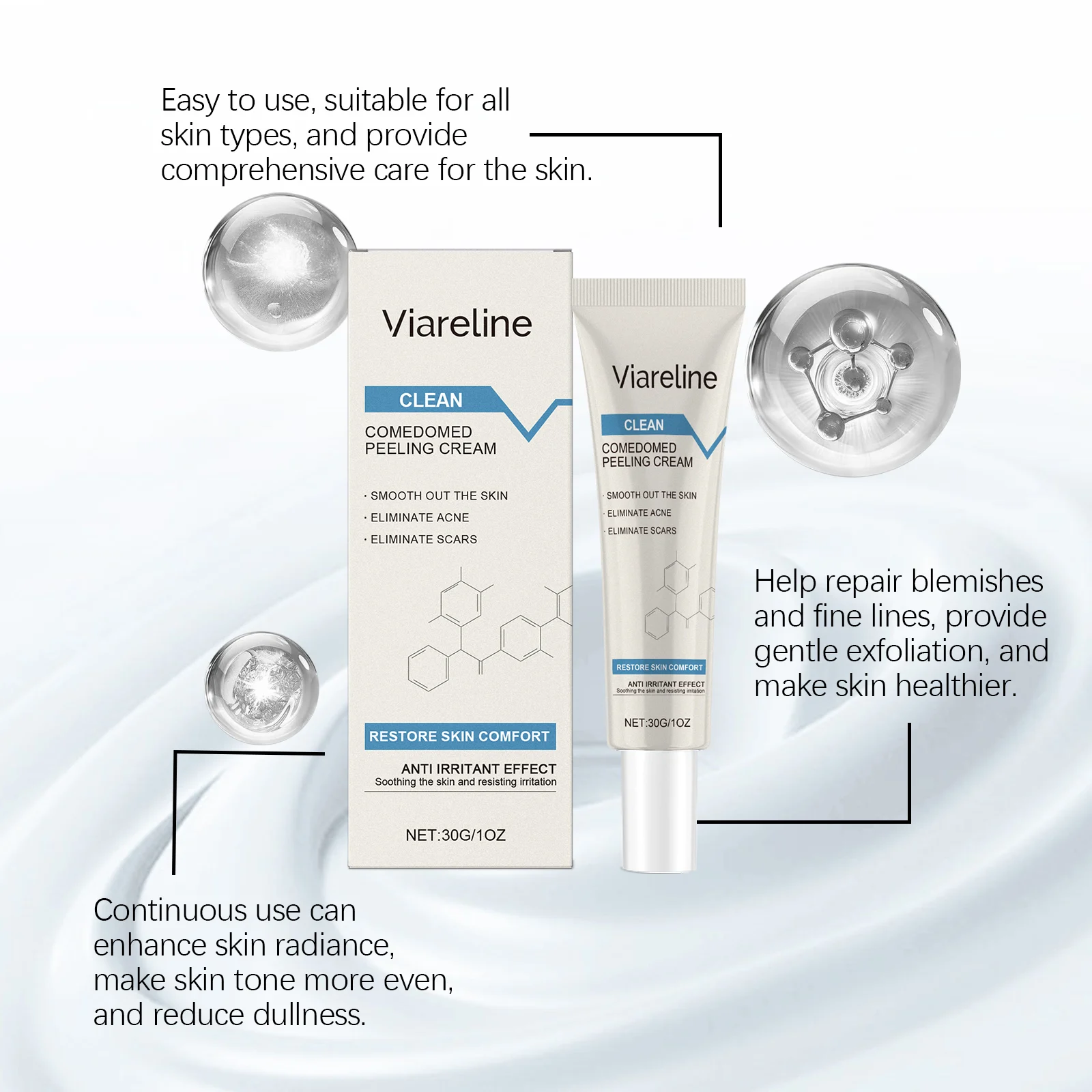 Exfoliating Acne Moisturizing Cream 30g Gentle Peeling Treatment for Smooth & Bright Skin 6 exfoliating acne moisturizing cream 30g cih pbaygxbh desc 6