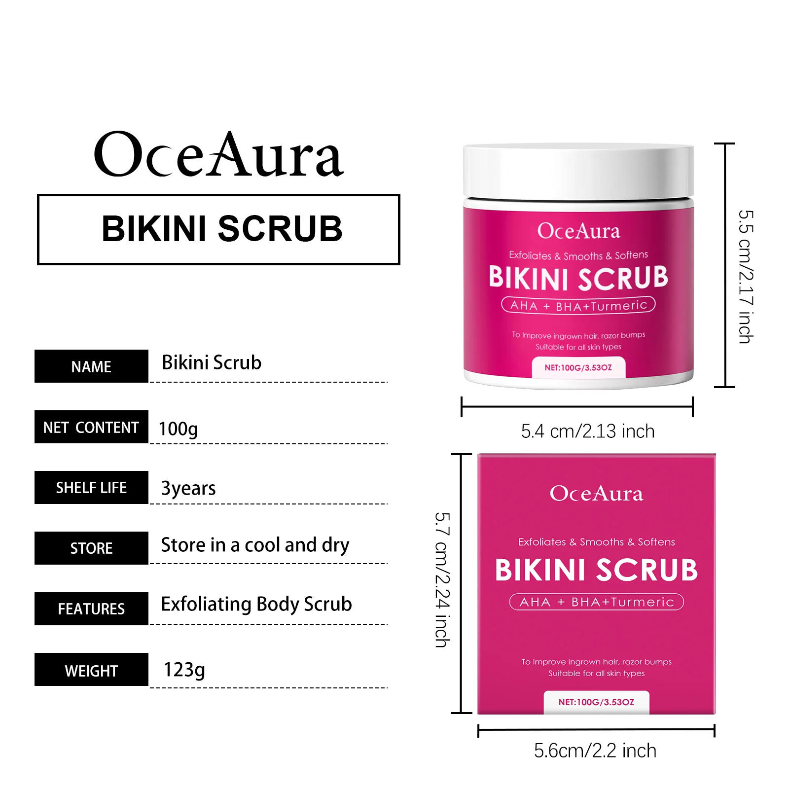 OceAura Exfoliating Body Scrub with AHA & BHA for Smooth Skin, 100g 1 exfoliating body scrub cih 48ny78n4 desc 1