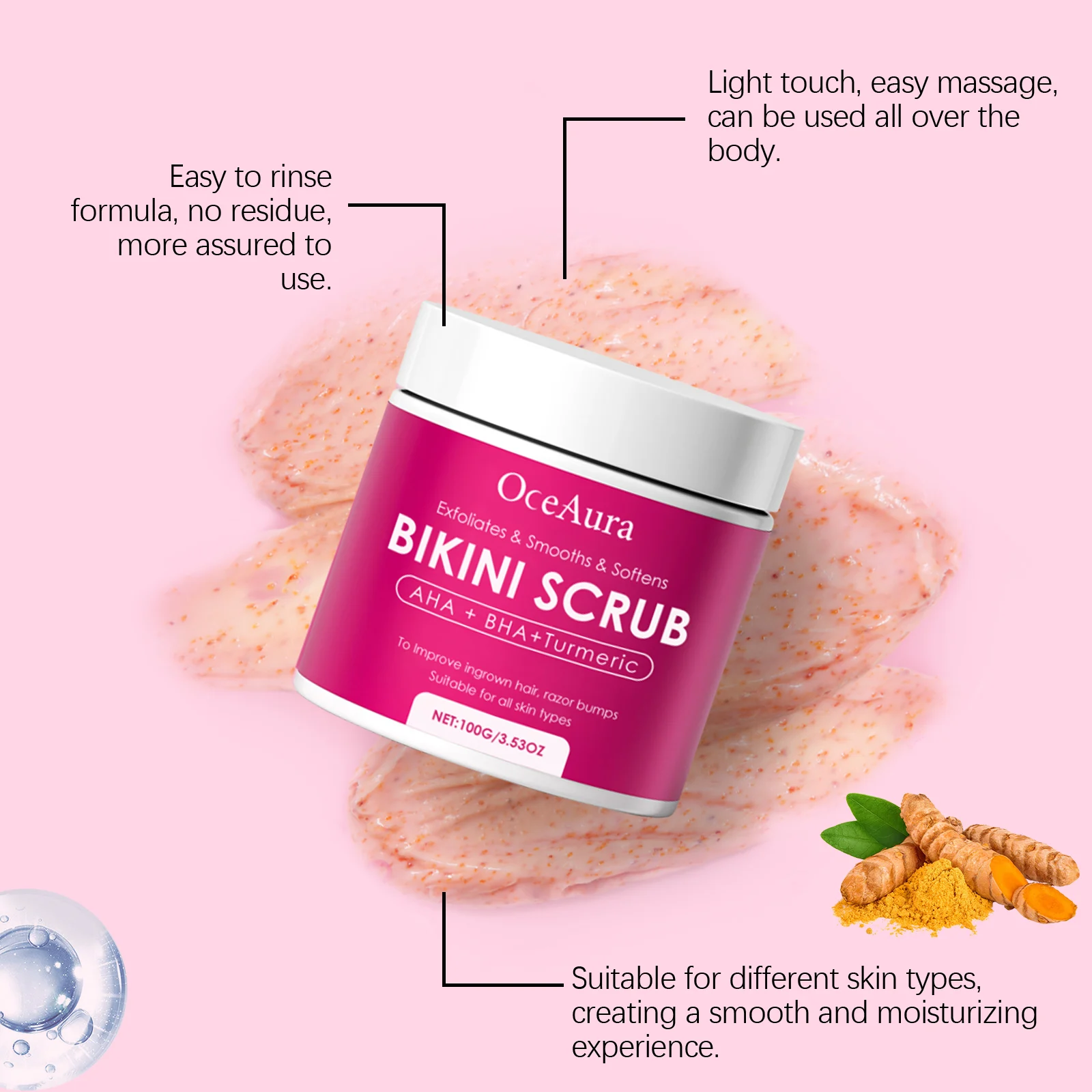 OceAura Exfoliating Body Scrub with AHA & BHA for Smooth Skin, 100g 8 exfoliating body scrub cih 48ny78n4 desc 8