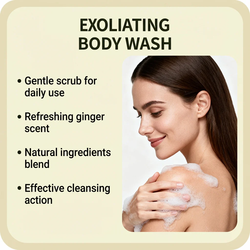 Exfoliating Body Wash with Bamboo, Ginger & Walnut 100g for Smooth & Invigorated Skin 10 exfoliating body wash bamboo ginger walnut 100g der gnsfbhnu desc 10