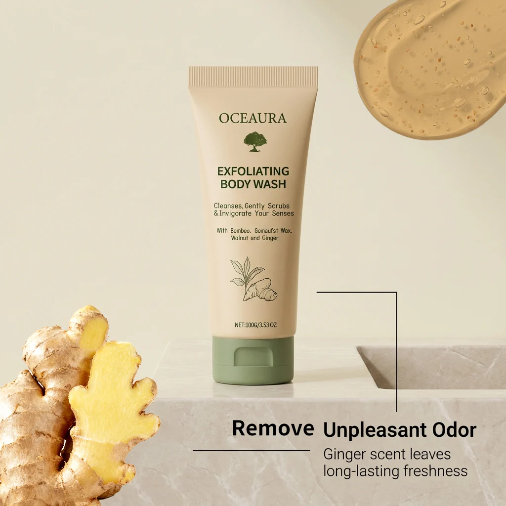 Exfoliating Body Wash with Bamboo, Ginger & Walnut 100g for Smooth & Invigorated Skin 6 exfoliating body wash bamboo ginger walnut 100g der gnsfbhnu desc 6