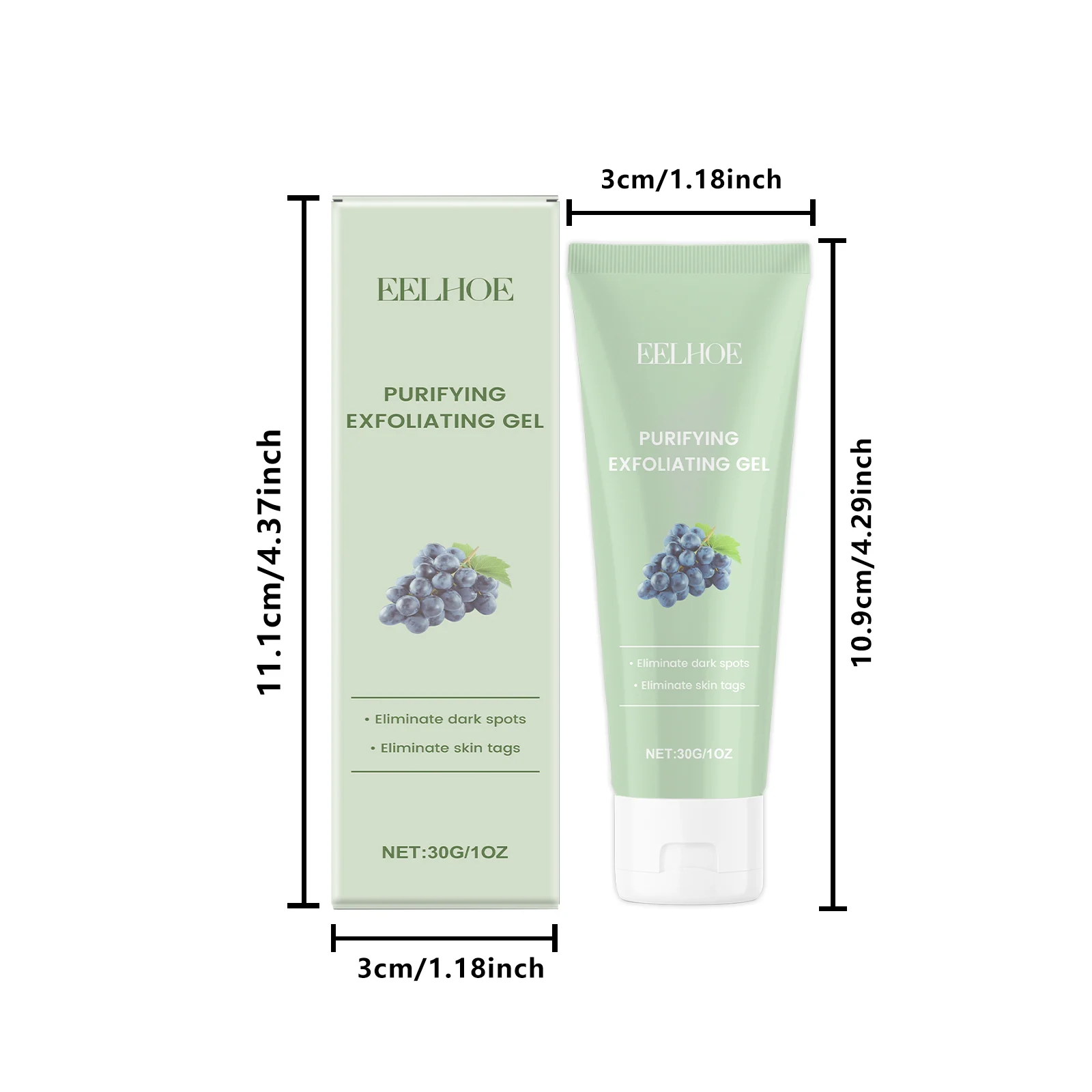 Exfoliating Gel Purifying Face & Body Scrub with Grape Seed Extract & Hyaluronic Acid 30g 1 exfoliating gel purifying face body scrub grape seed hyaluronic acid 30g cih uydnemvx desc 1