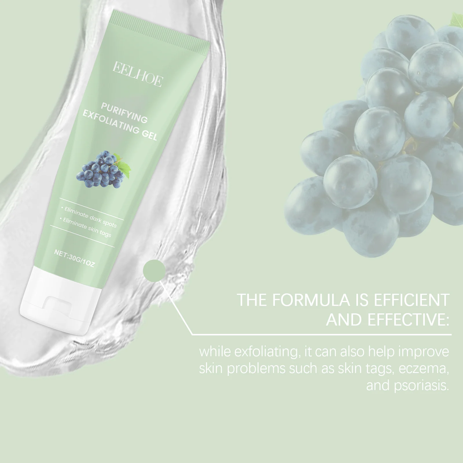 Exfoliating Gel Purifying Face & Body Scrub with Grape Seed Extract & Hyaluronic Acid 30g 7 exfoliating gel purifying face body scrub grape seed hyaluronic acid 30g cih uydnemvx desc 7