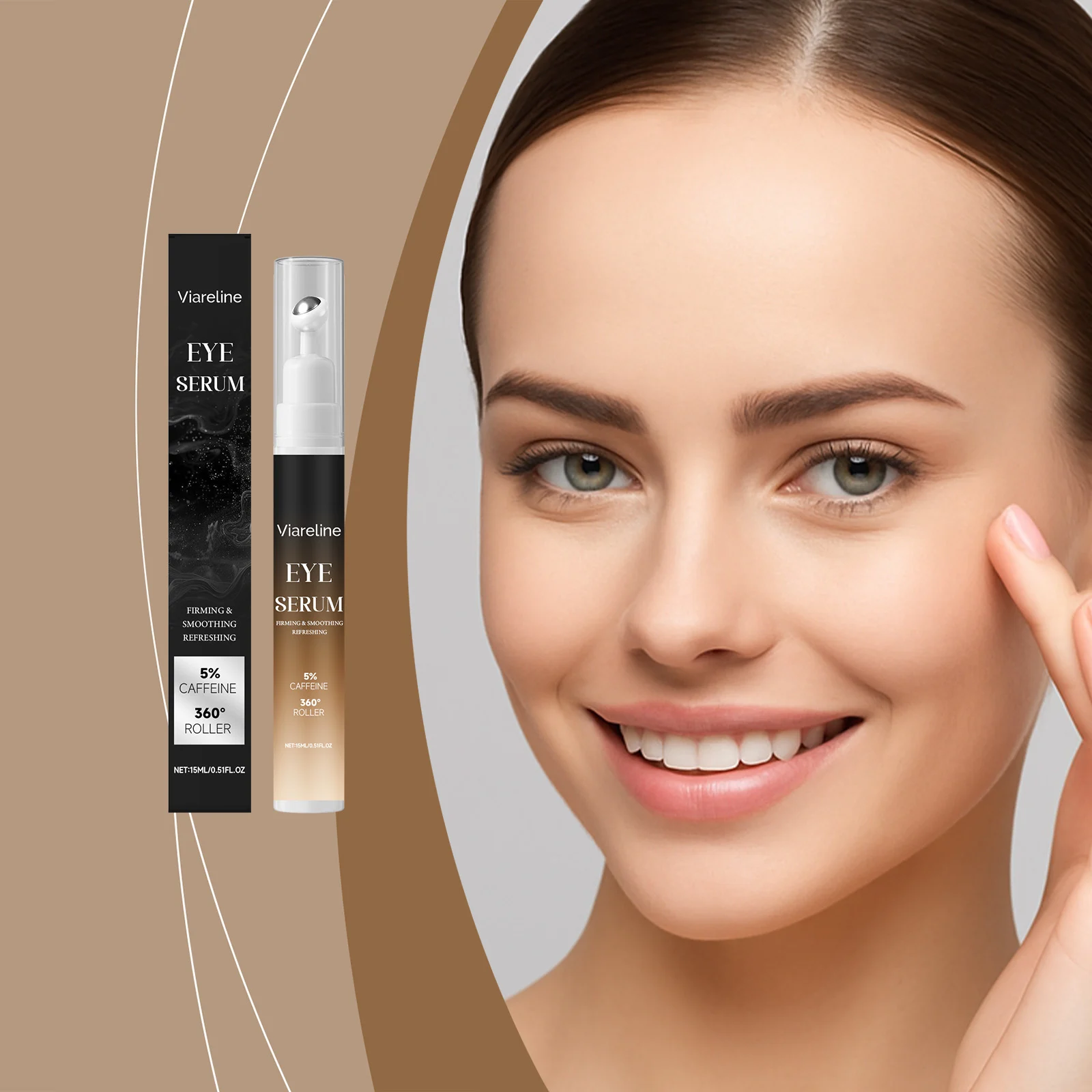 Viareline Eye Serum Firming & Smoothing Eye Cream with Caffeine Roller for Wrinkles Reduction 2 eye serum firming cream der p7w6vwcp desc 2