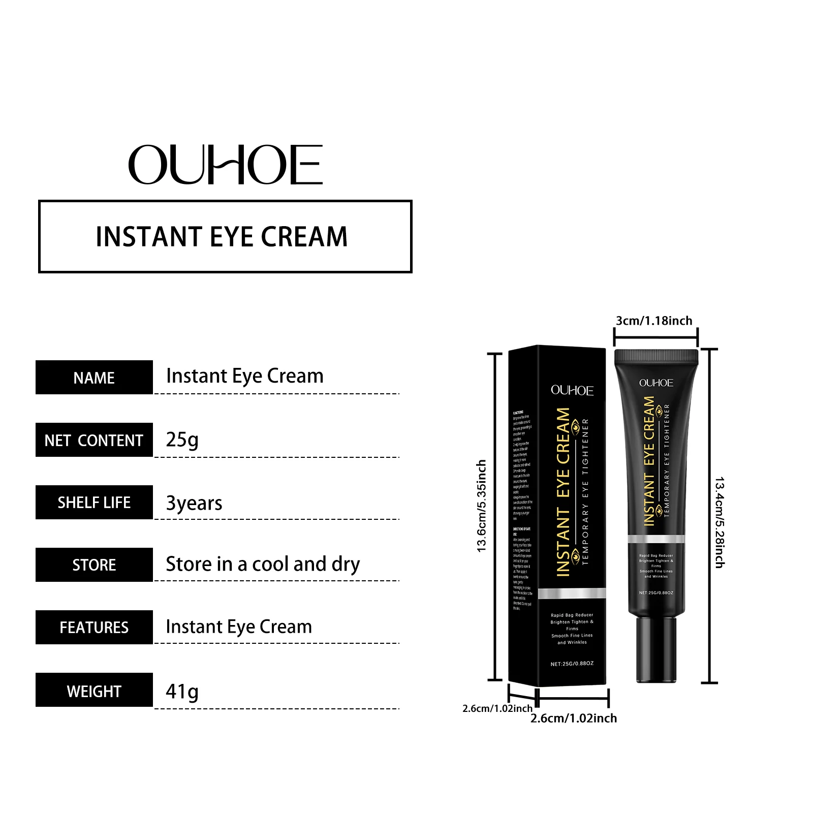 OUHOE Instant Eye Tightening Cream Reduces Fine Lines Hydrates Dark Circles 1 eye tightening cream der e8b42zpa desc 1