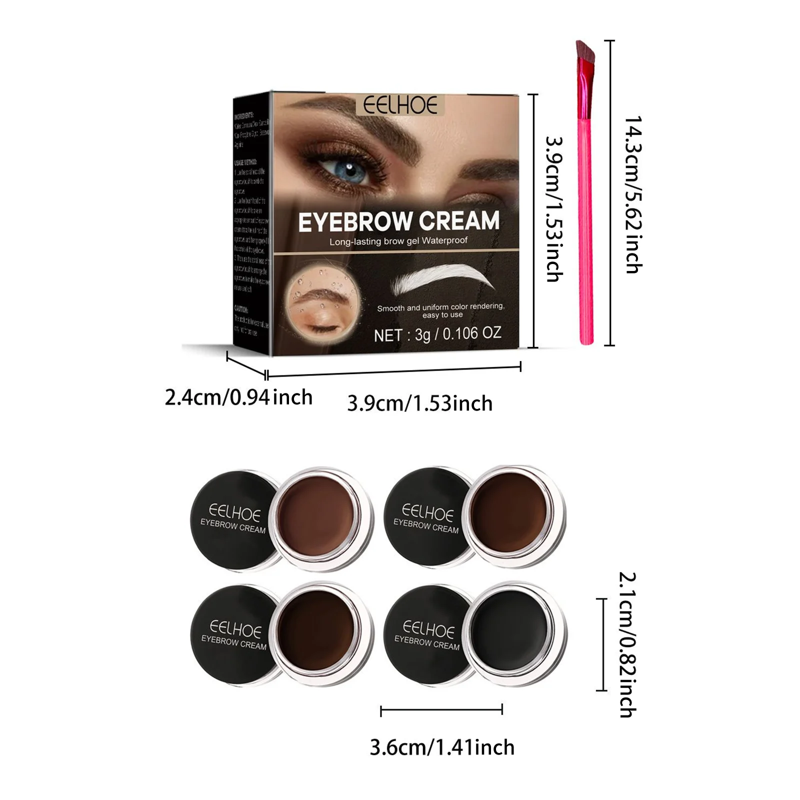 Eyebrow Gel Waterproof Long-Lasting Tinted Cream for Natural Brows 3g 1 eyebrow gel light brown waterproof 3g cih b5vrb9p2 desc 1