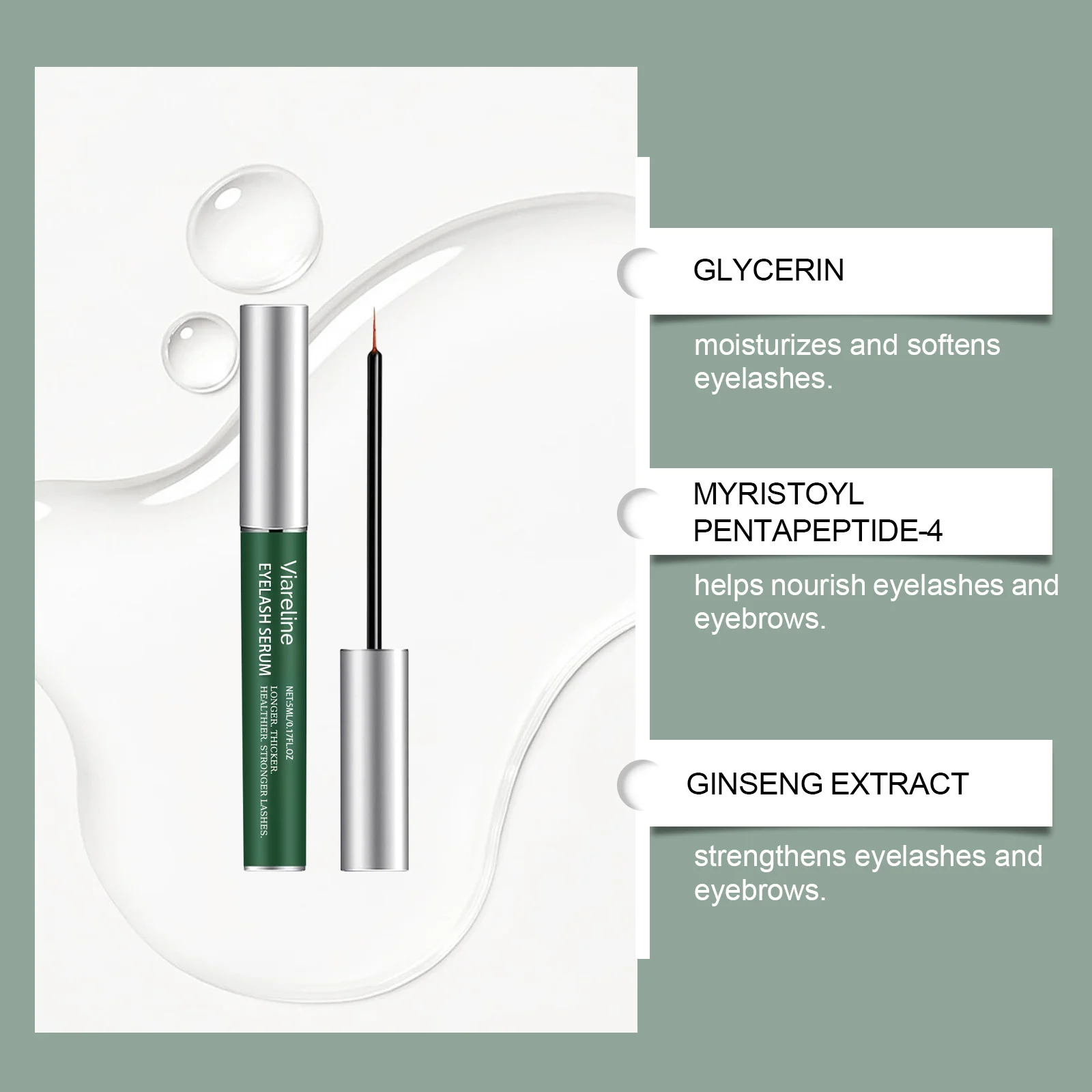 Eyelash Serum 5ml for Longer Thicker Lashes and Eyebrows with Peptides and Ginseng Extract 5 eyelash serum 5ml peptide ginseng extract der r8hj2gg3 desc 5