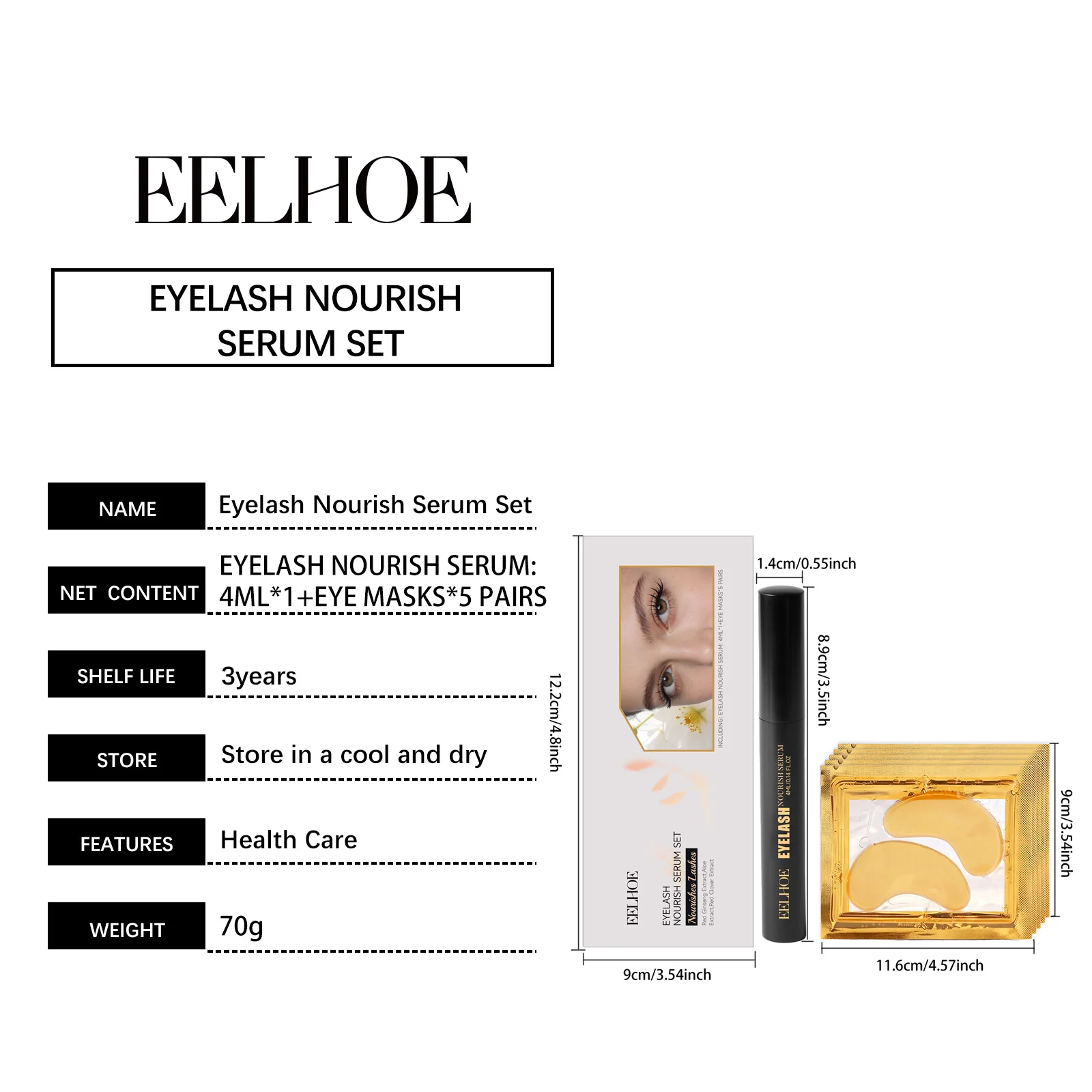 Eyelash Serum Set Gentle Care for Lash Growth and Eye Hydration 4ml with 5 Pairs Eye Masks 1 eyelash serum set gentle care lash growth eye hydration cih gbq3eh9u desc 1