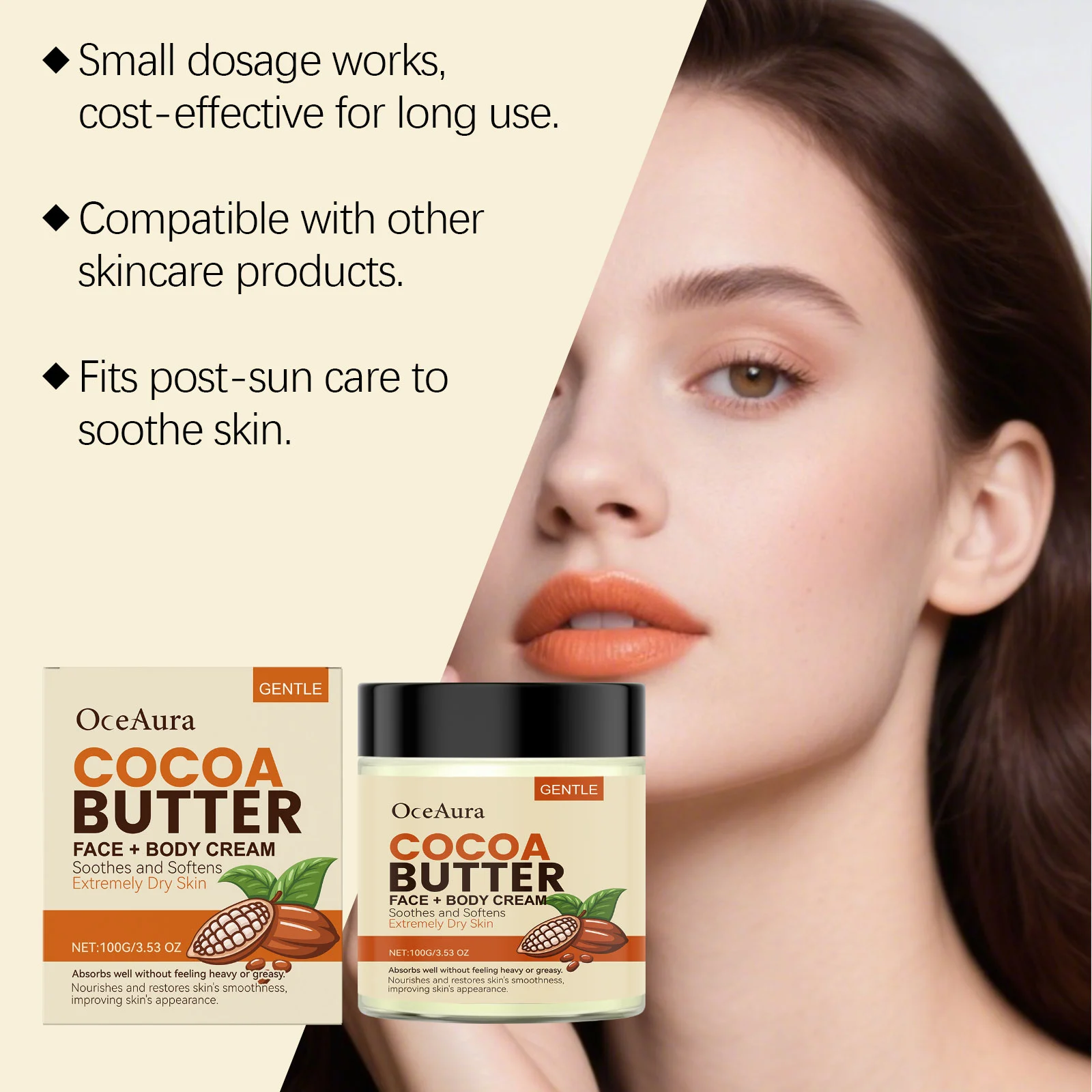 OceAura Cocoa Butter Face and Body Cream for Extremely Dry Skin, 100g 7 face body moisturizing cream der xant4mha desc 7