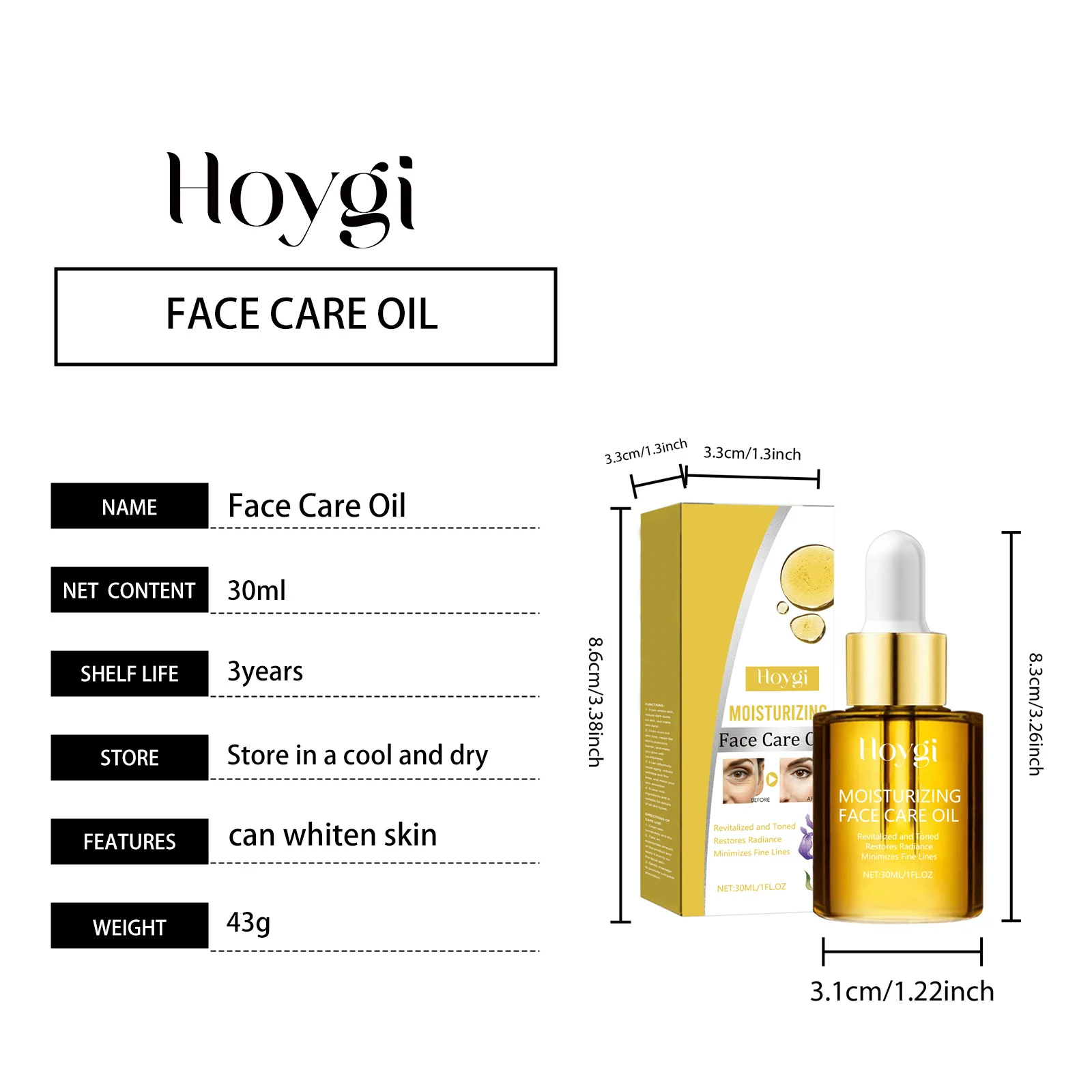 Face Care Oil with Hyaluronic Acid & Collagen 30ml for Hydration, Brightening, and Anti-Aging 1 face care oil hyaluronic acid collagen 30ml cih mznq2b5y desc 1