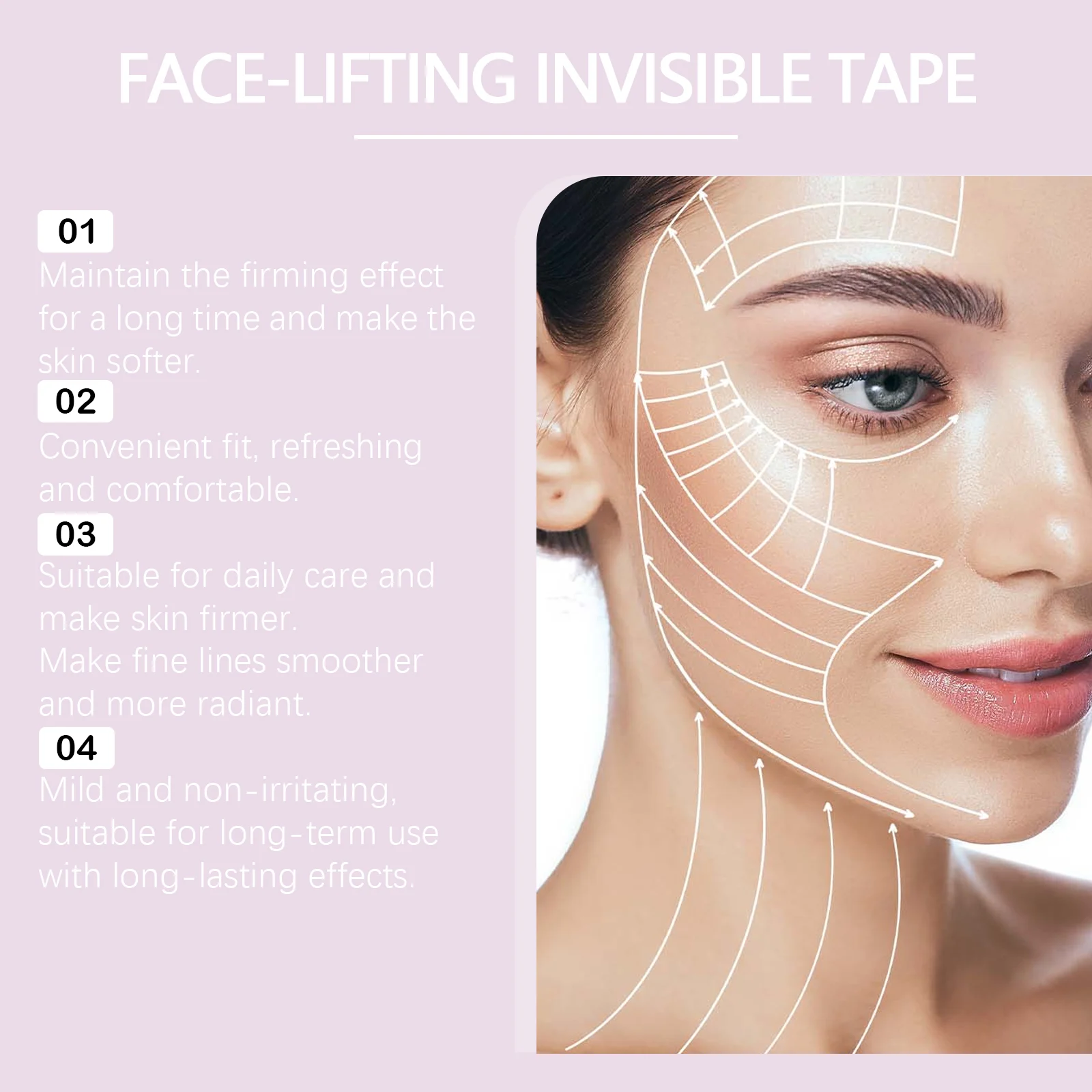 Face Lifting Tape Instant Tightening & Firming V-Line Transparent Patches 40pcs 10 face lifting tape transparent tightening v line patches cih u7aj4csk desc 10