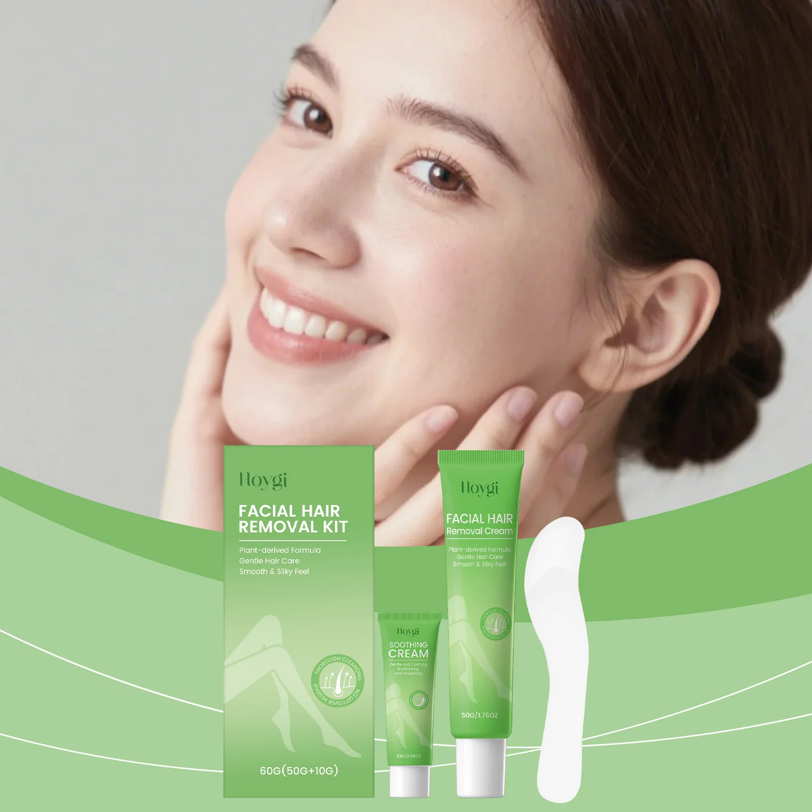 Facial Hair Removal Kit for Women - Gentle Hair Removal Cream and Soothing Cream Set 2 facial hair removal kit hoygi cih 34m6wgx5 desc 2