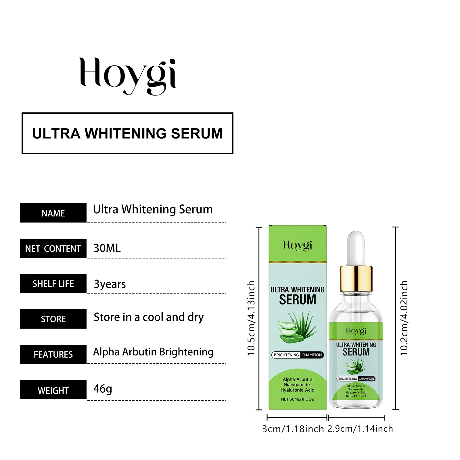 Hoygi Ultra Whitening Serum with Alpha Arbutin & Niacinamide for Brightening & Hydration 1 facial whitening serum der 8c4vh3ap desc 1