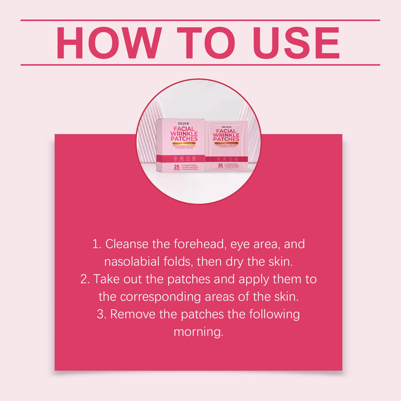 Facial Wrinkle Patches 3-in-1 Overnight Repair Mask for Forehead Eye Smile Lines 4 facial wrinkle patches 3 in 1 overnight repair mask der 5xkrqtvk desc 4