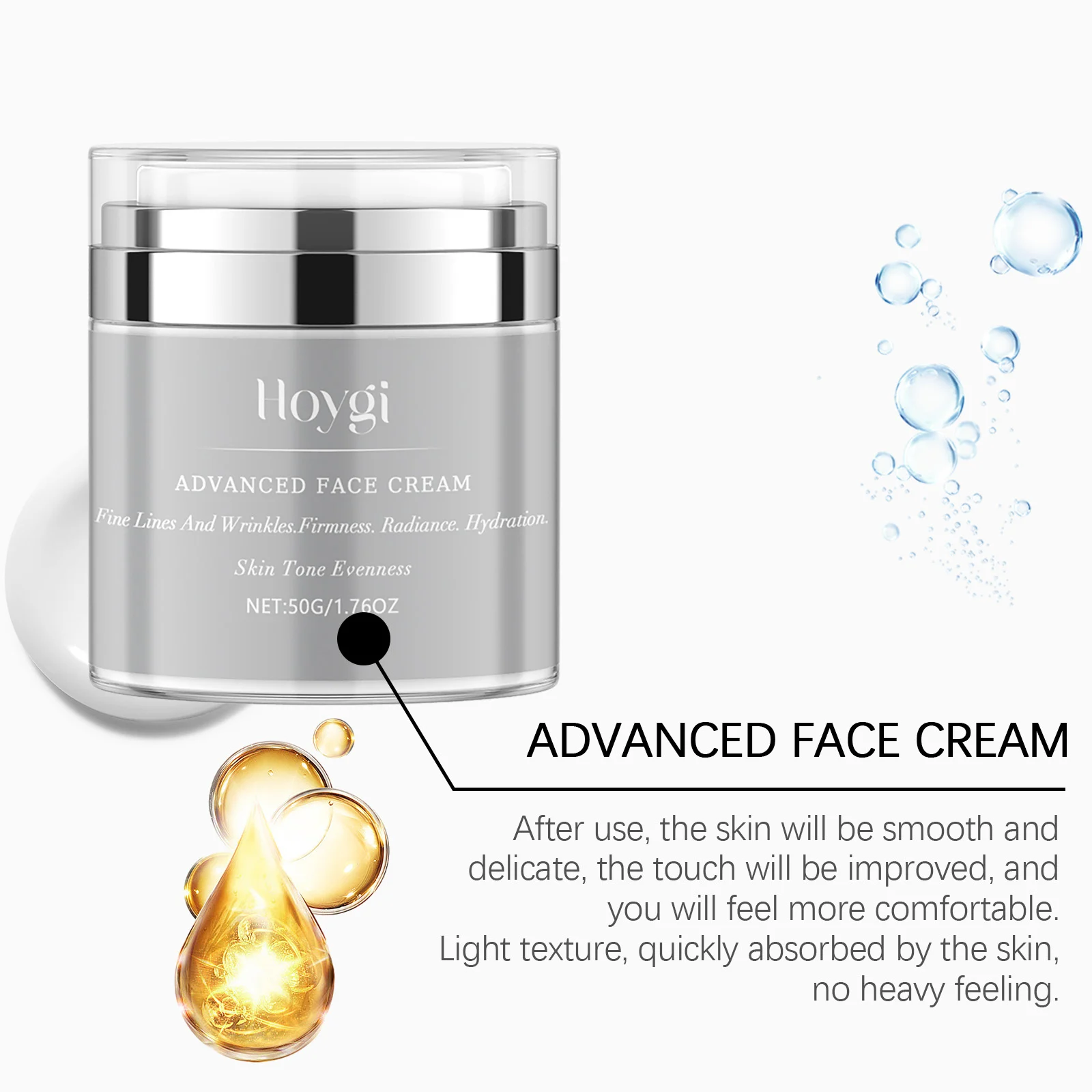 Hoygi Firming Face Cream for Wrinkles, Hydration & Radiance, 50g Anti-Aging Moisturizer 7 firming anti aging face cream cih 836n76dc desc 7