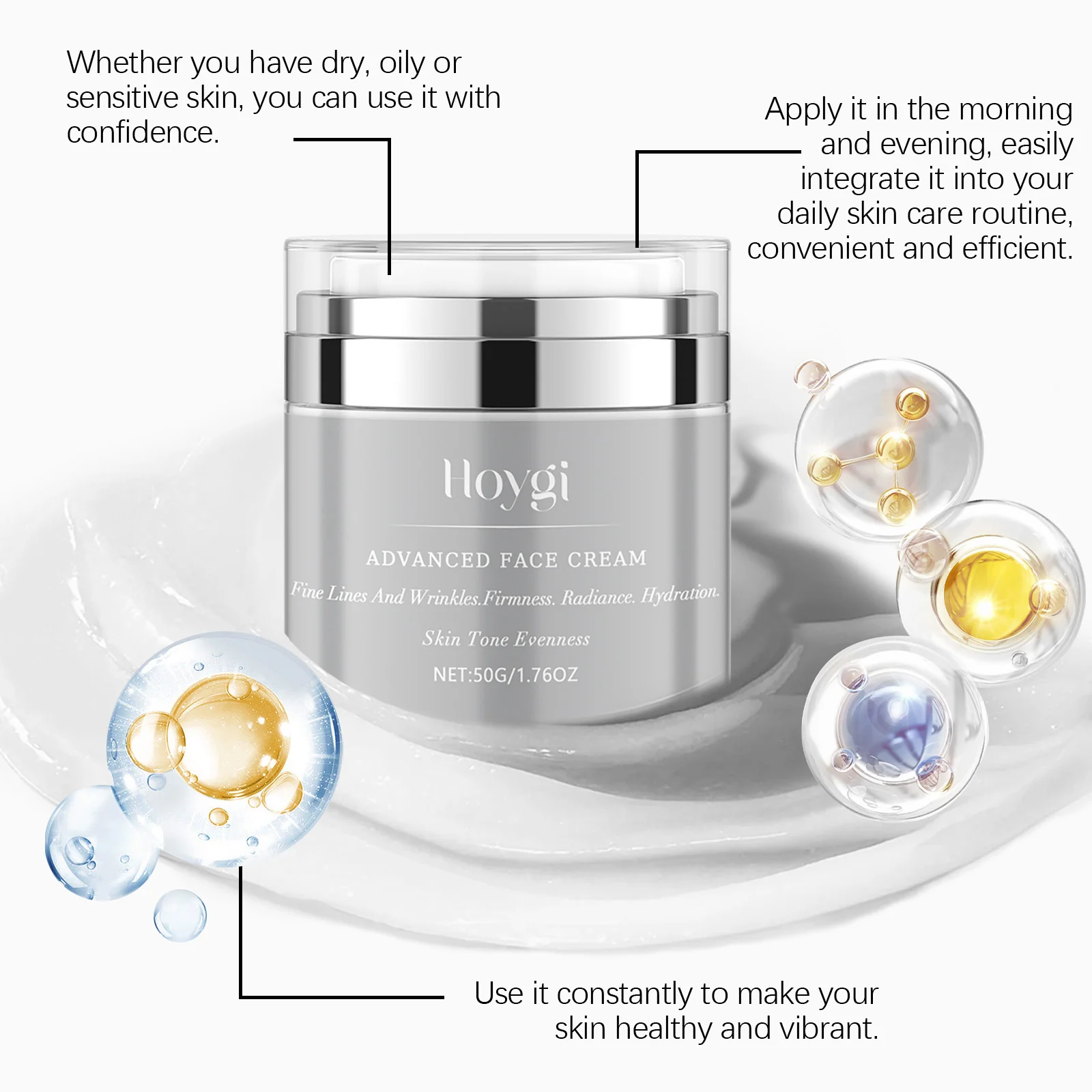 Hoygi Firming Face Cream for Wrinkles, Hydration & Radiance, 50g Anti-Aging Moisturizer 8 firming anti aging face cream cih 836n76dc desc 8 1