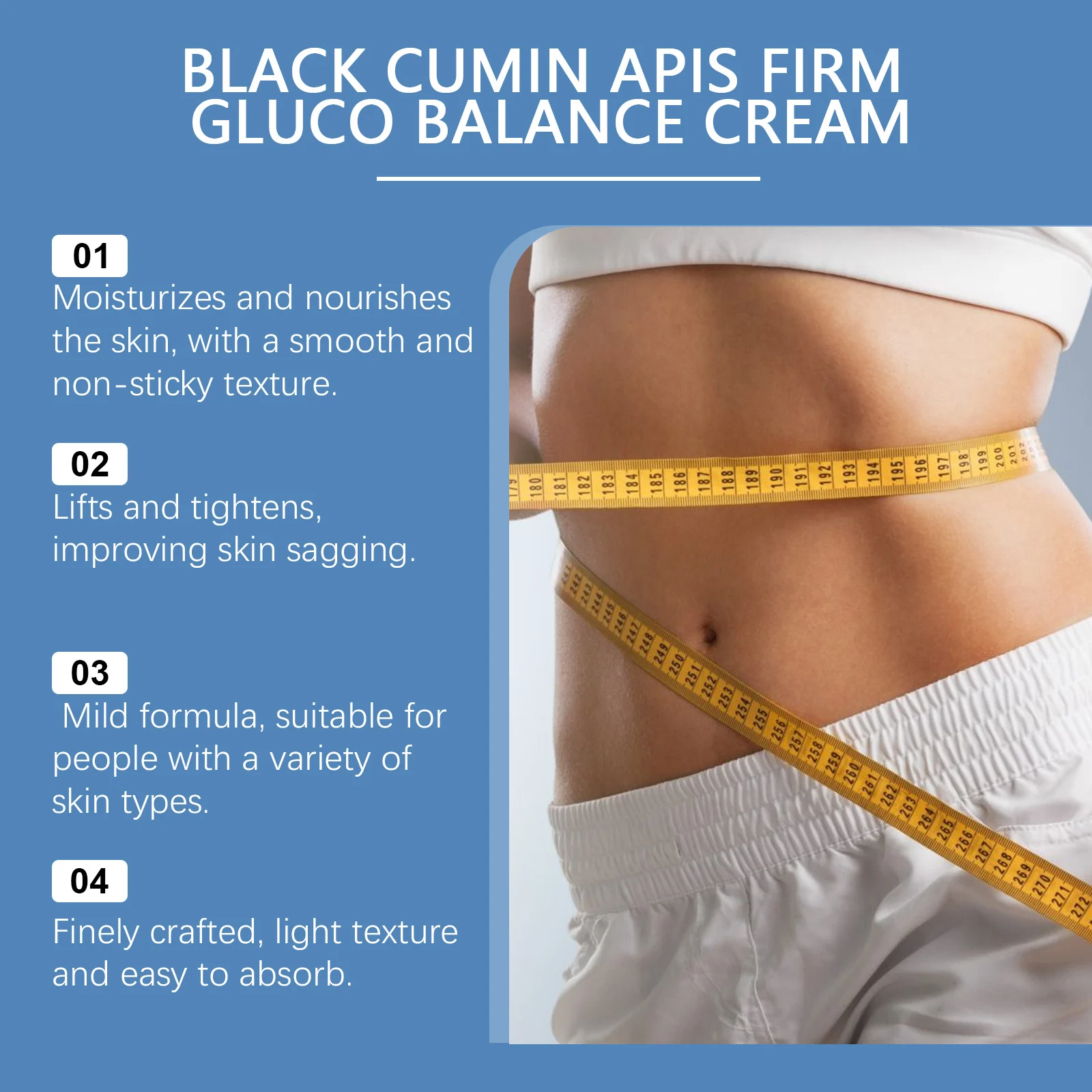 Firming Body Cream 60g with Black Cumin & Hyaluronic Acid for Moisturizing and Tightening 10 firming body cream black cumin hyaluronic acid 60g cih eaps4s5h desc 10