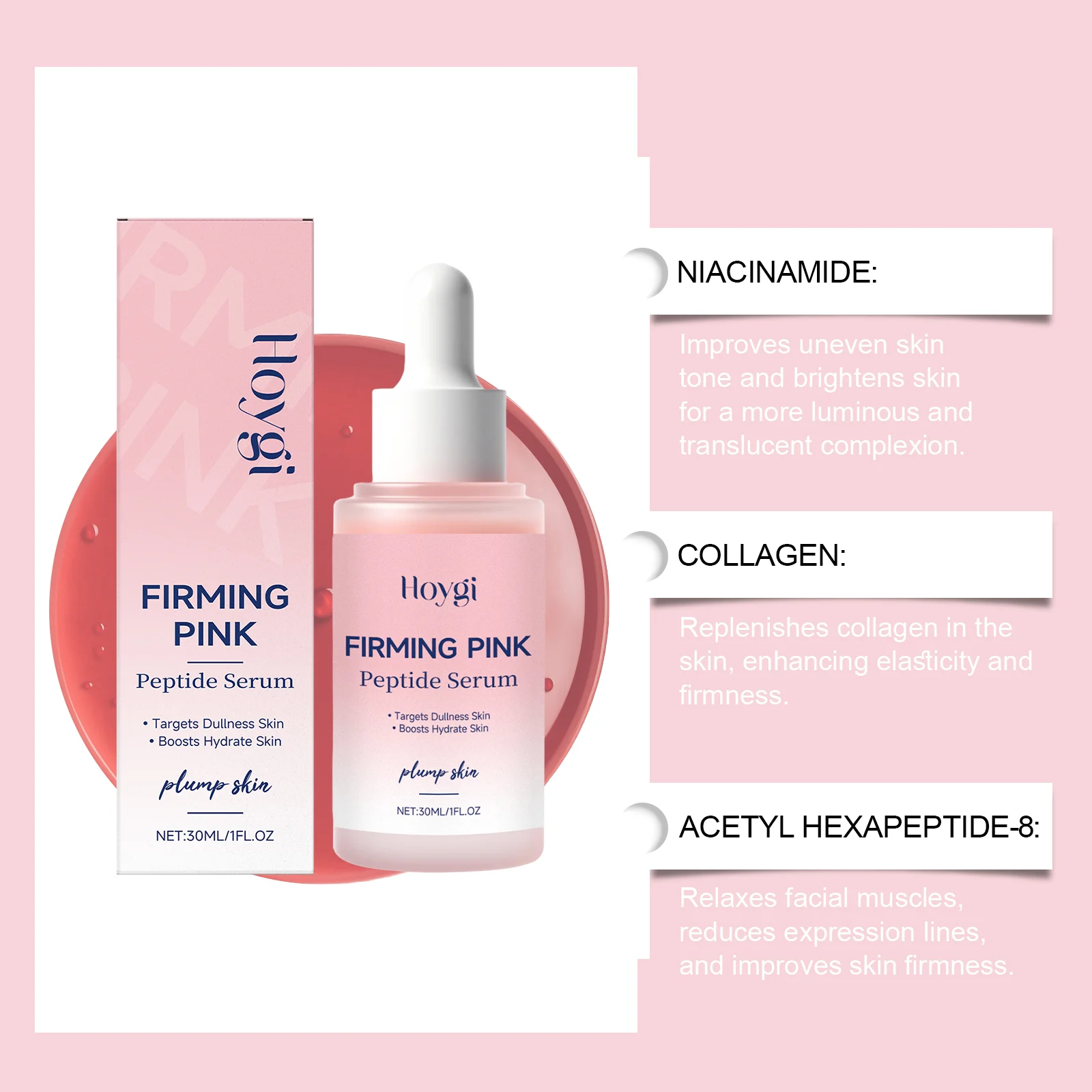Firming Pink Peptide Serum 30ml Hydrates, Lifts & Brightens Dull Skin 5 firming pink peptide serum 30ml der h6jc9dpc desc 5