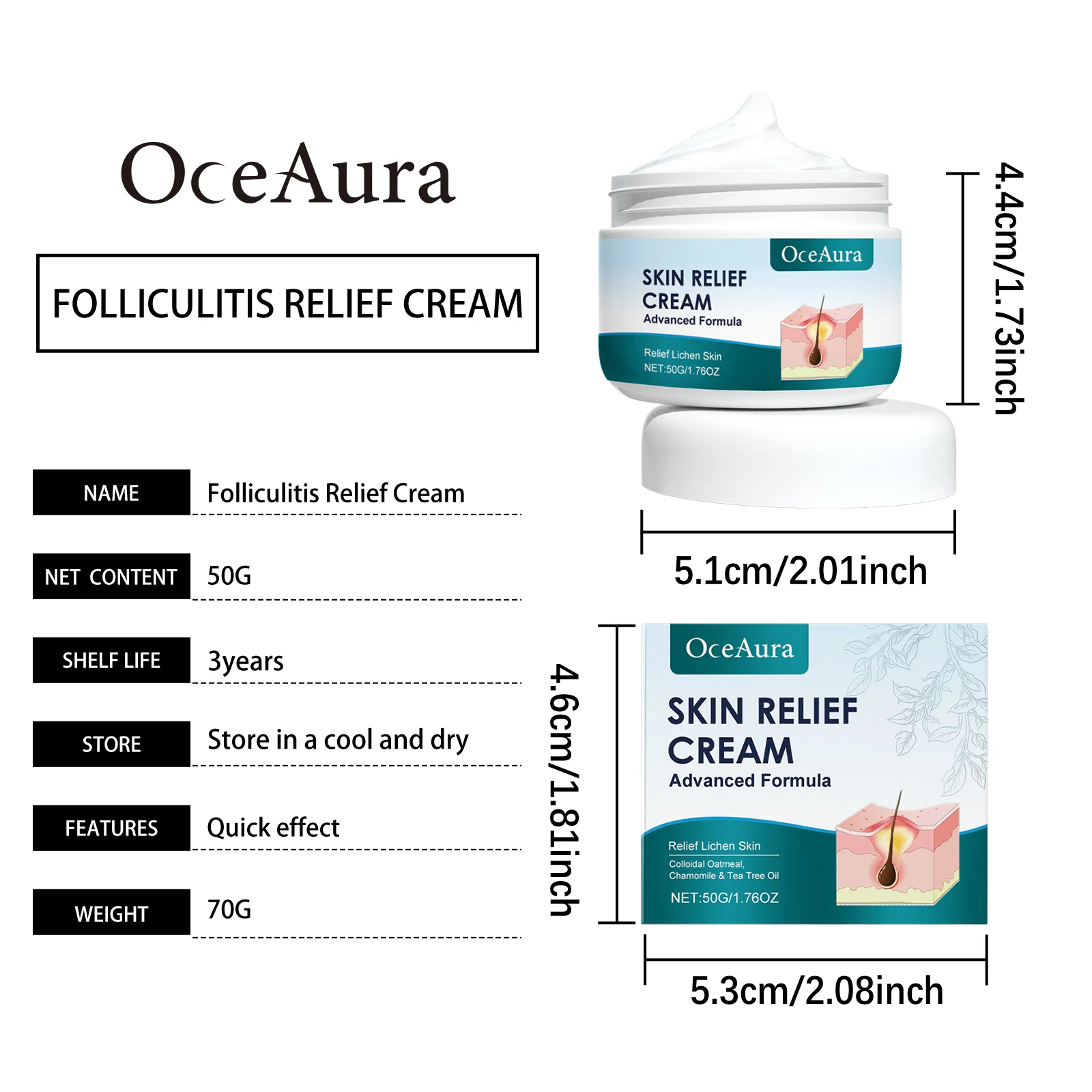 OceAura Folliculitis Relief Cream for Face, Scalp and Body - Soothes Skin 1 folliculitis relief cream cih bmqsb49r desc 1