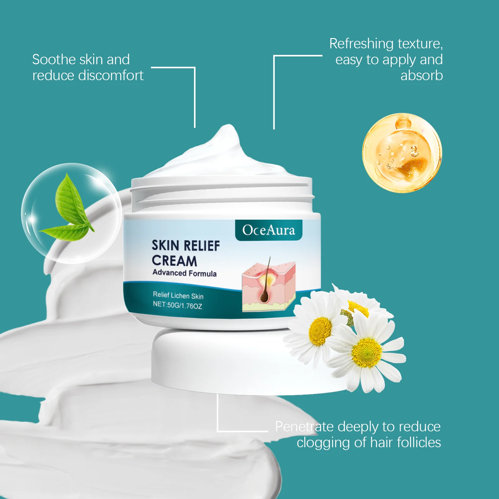 OceAura Folliculitis Relief Cream for Face, Scalp and Body - Soothes Skin 7 folliculitis relief cream cih bmqsb49r desc 7