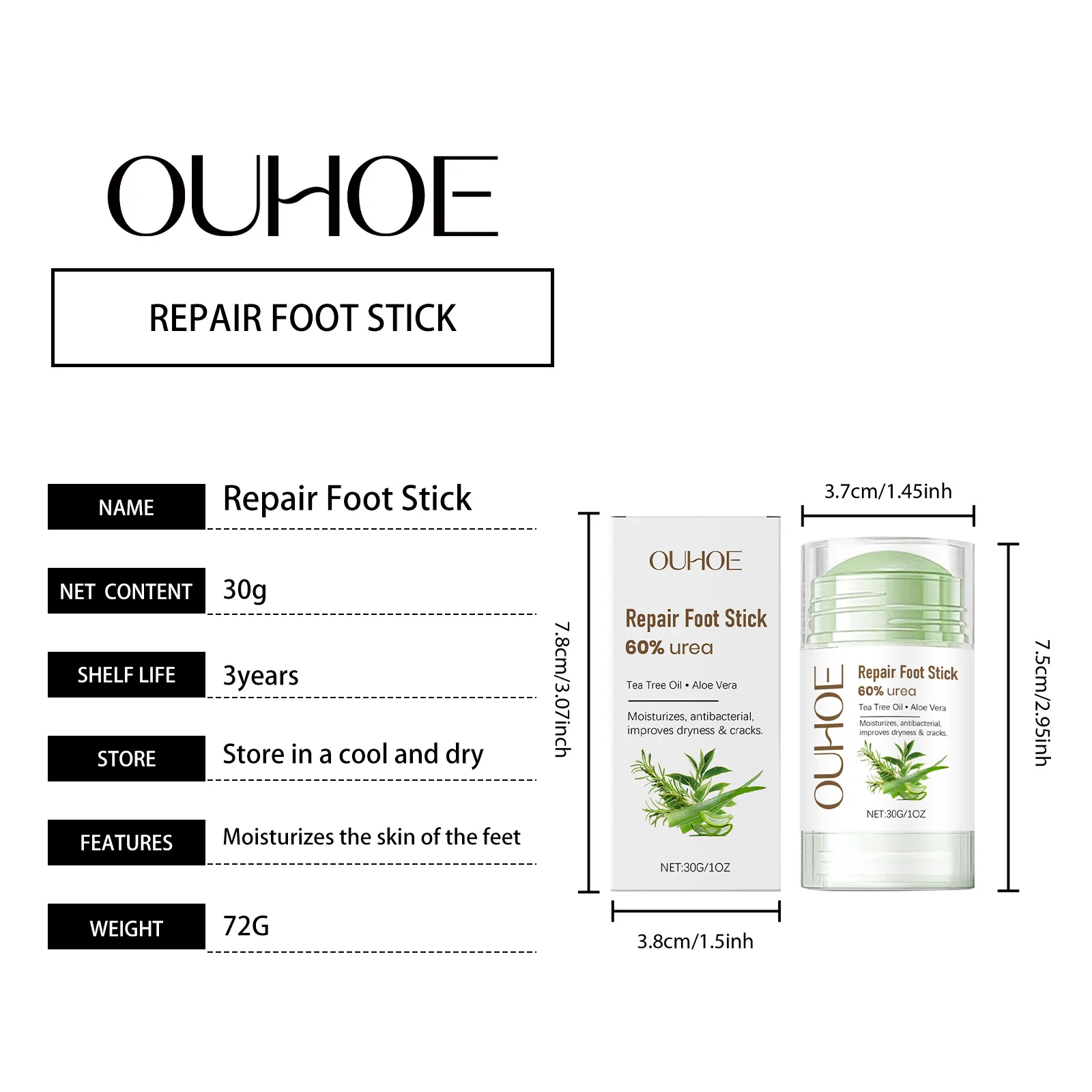 Foot Care Stick Moisturizes & Repairs Dry Cracked Feet 30g 1 foot care stick moisturizes repairs dry cracked feet 30g der nrfxvywf desc 1