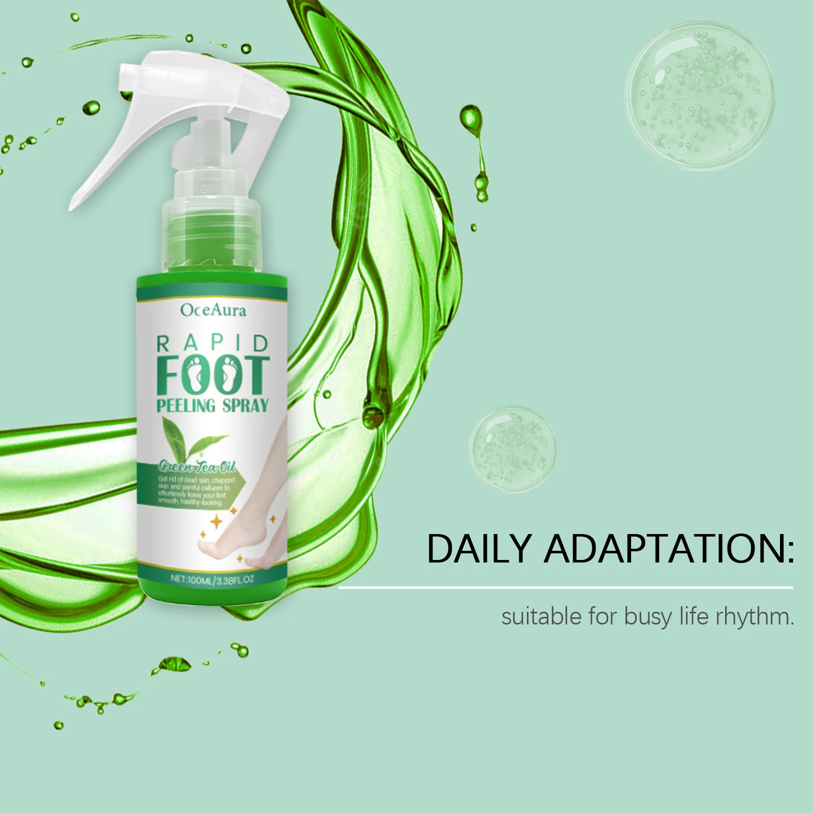 OceAura Rapid Foot Peeling Spray with Hyaluronic Acid and Green Tea Oil for Soft, Smooth Feet 6 foot peeling spray cih 2baxmujp desc 6