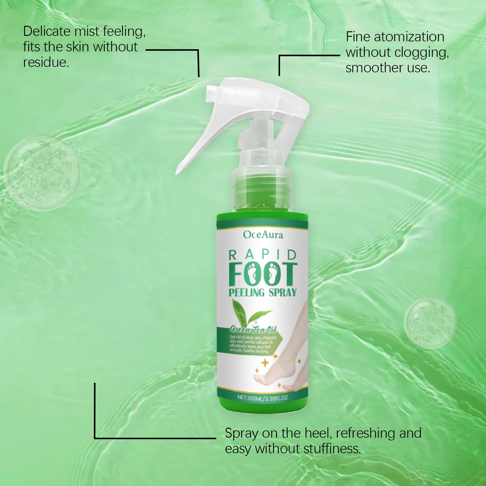 OceAura Rapid Foot Peeling Spray with Hyaluronic Acid and Green Tea Oil for Soft, Smooth Feet 9 foot peeling spray cih 2baxmujp desc 9