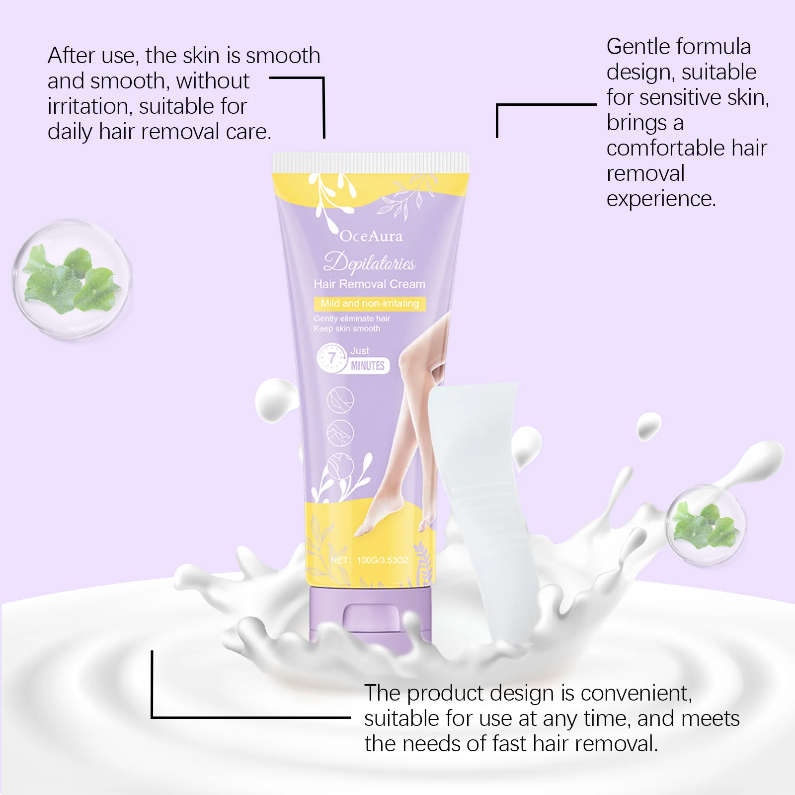 OceAura Gentle Hair Removal Cream with Shea Butter, Moisturizing & Smoothing for Body 7 gentle hair removal cream cih tpaqqwc6 desc 7