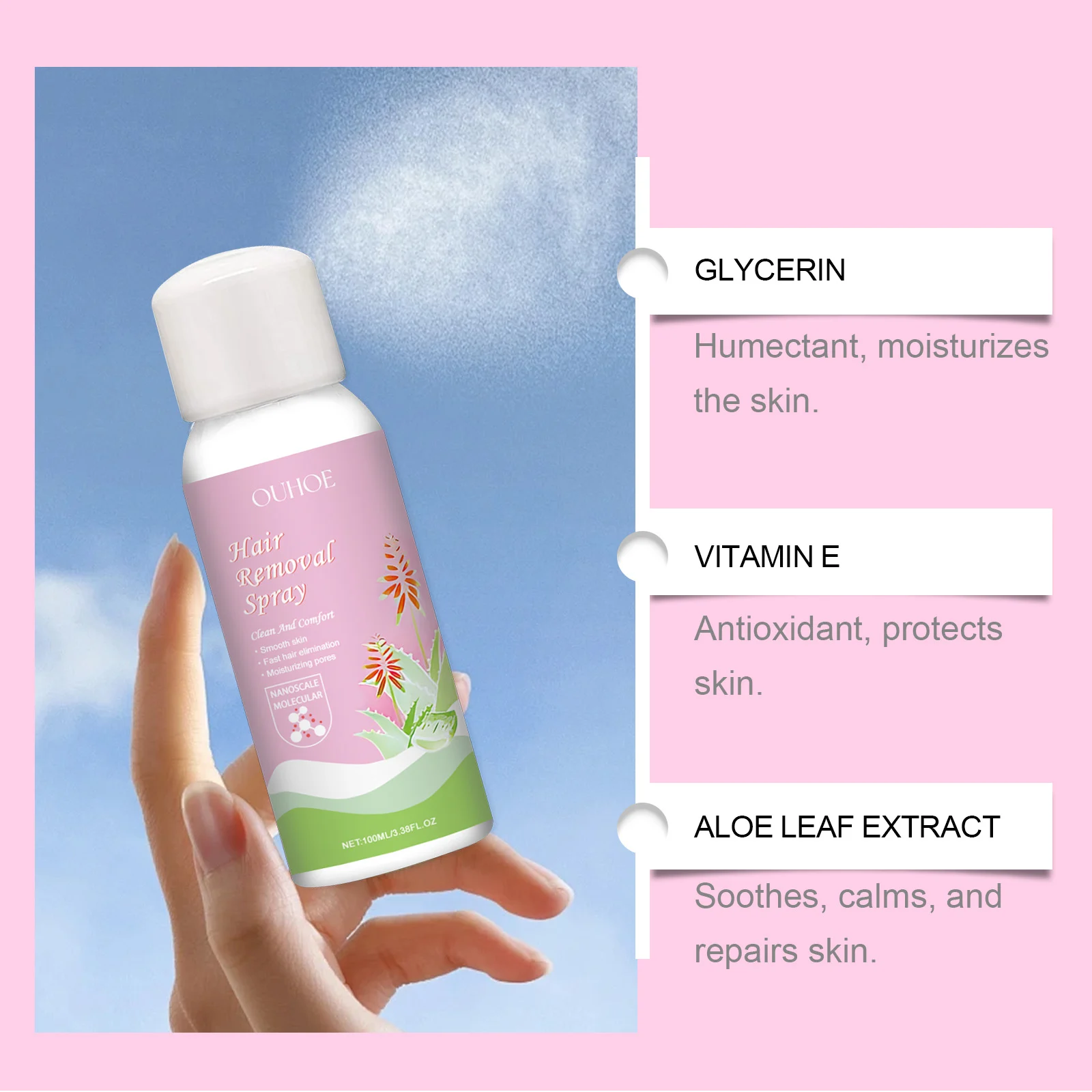 Gentle Hair Removal Spray Foam 100ml Full Body Depilatory for Smooth Skin 4 gentle hair removal spray foam 100ml cih t8h8xcu2 desc 4