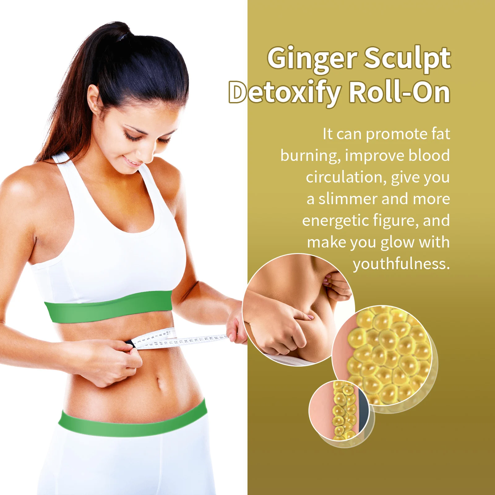 OUHOE Ginger Sculpt Detoxify Roll-On Body Contouring Massage Roller 8 ginger detox body roll on massager cih 2aw55wy9 desc 8