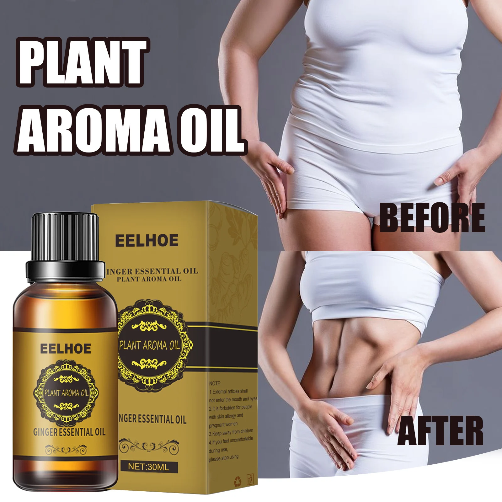 Ginger Essential Oil (10ml) Tightening Body Massage Oil for Skin Care & Slimming 2 ginger essential oil 30ml slimming massage cih k78sugec desc 2