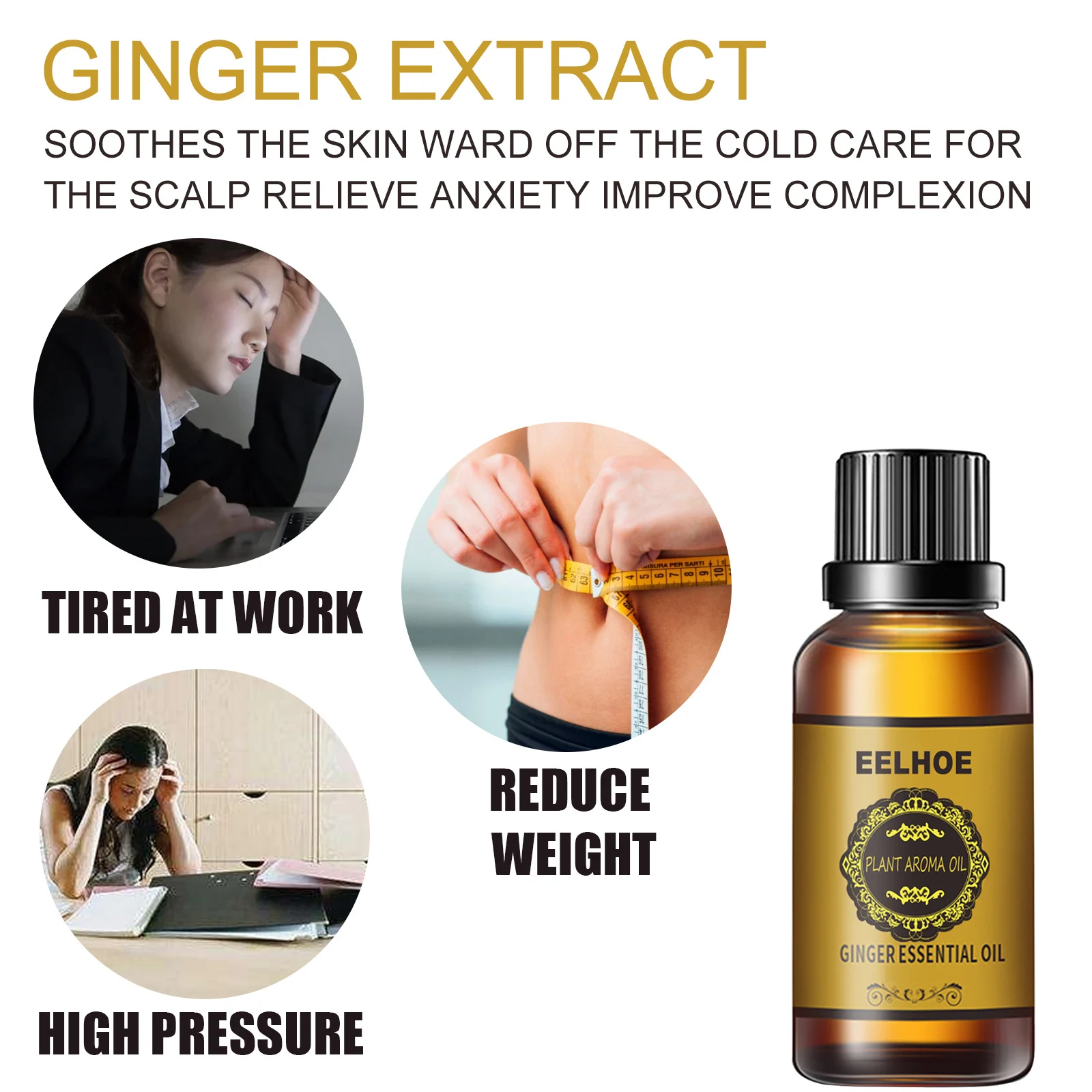 Ginger Essential Oil (10ml) Tightening Body Massage Oil for Skin Care & Slimming 4 ginger essential oil 30ml slimming massage cih k78sugec desc 4