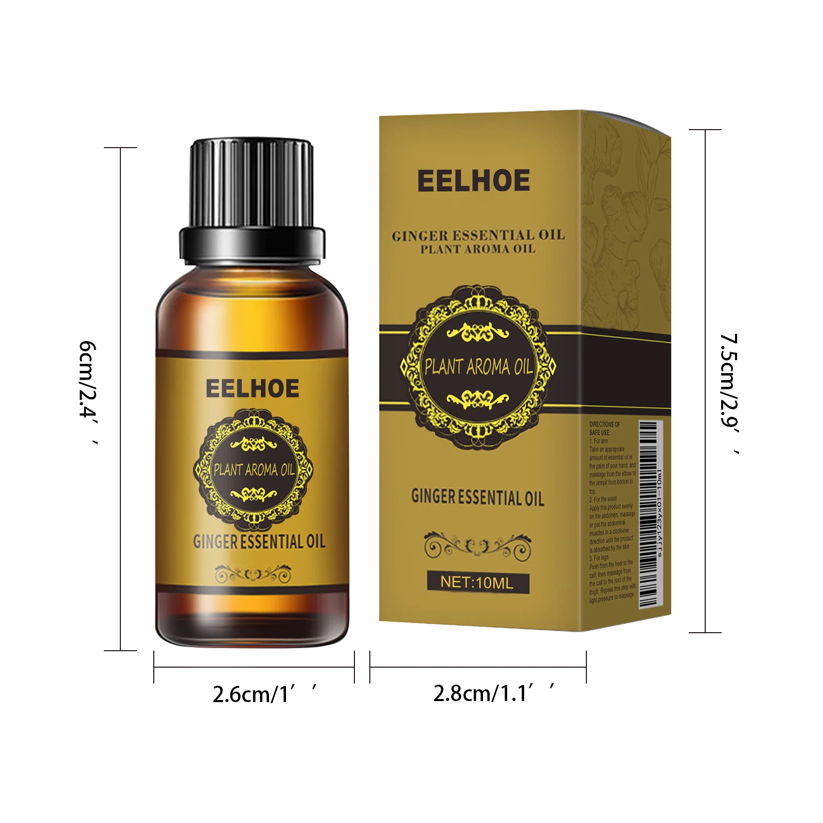 Ginger Essential Oil (10ml) Tightening Body Massage Oil for Skin Care & Slimming 1 ginger essential oil 30ml slimming massage cih k78sugec desc 9