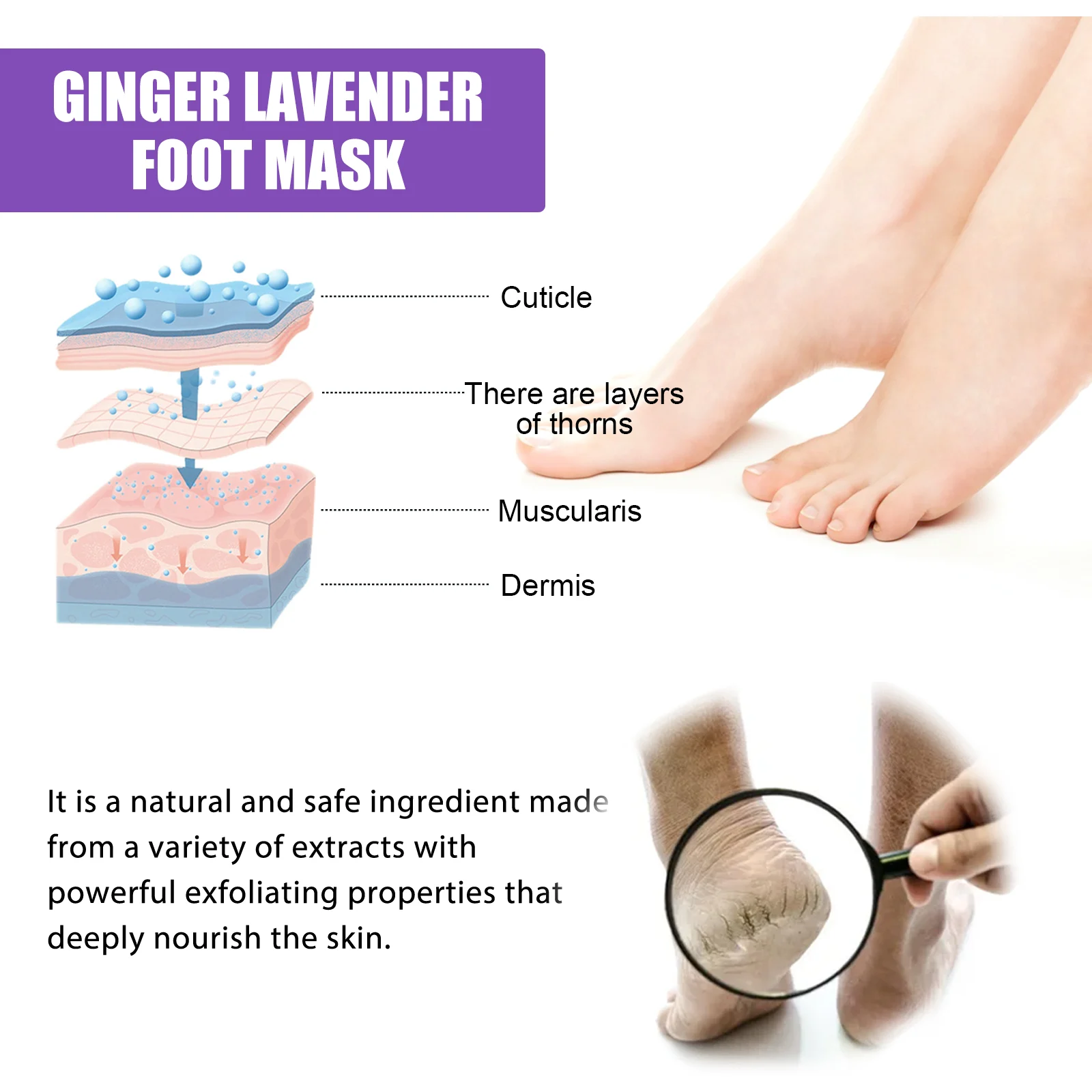 Ginger Foot Mask Pairs Exfoliating Foot Peel Mask for Dry Cracked Heels Callus Removal 4 ginger foot mask pairs exfoliating foot peel mask cih vxjx8b3y desc 4
