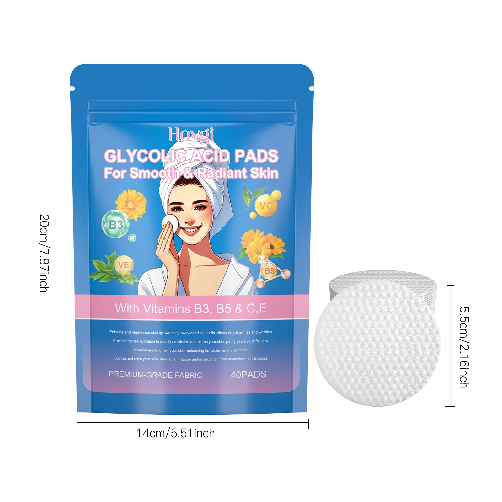 Glycolic Acid Exfoliating Pads for Deep Cleansing, Brightening & Skin Renewal 40 Pads 1 glycolic acid exfoliating pads 40 pads cih 658t7p97 desc 1