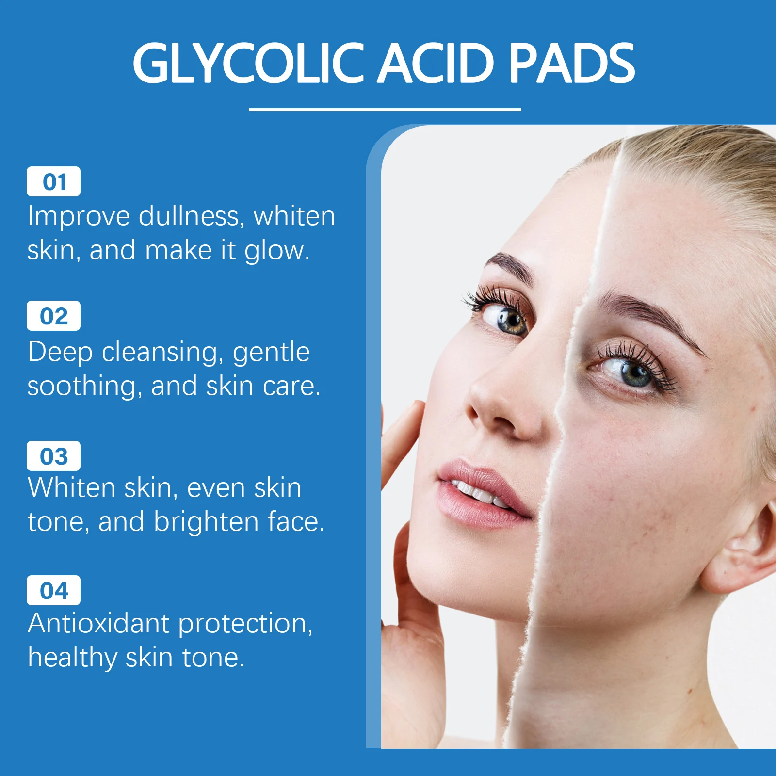 Glycolic Acid Exfoliating Pads for Deep Cleansing, Brightening & Skin Renewal 40 Pads 8 glycolic acid exfoliating pads 40 pads cih 658t7p97 desc 8