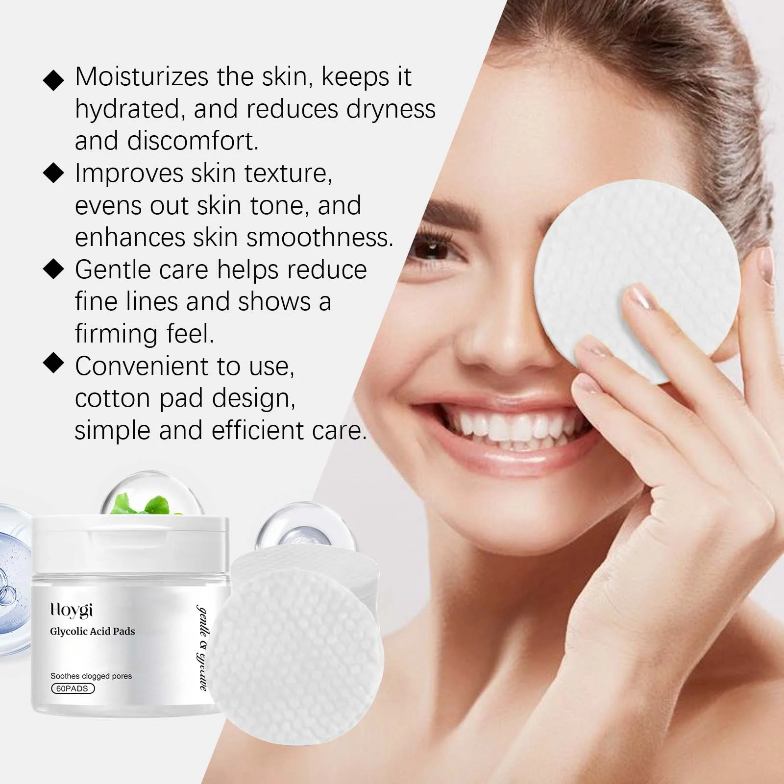 Glycolic Acid Exfoliating Pads 60 Counts for Gentle Face Cleansing & Brightening 8 glycolic acid exfoliating pads 60 count cih be9nfrhp desc 8