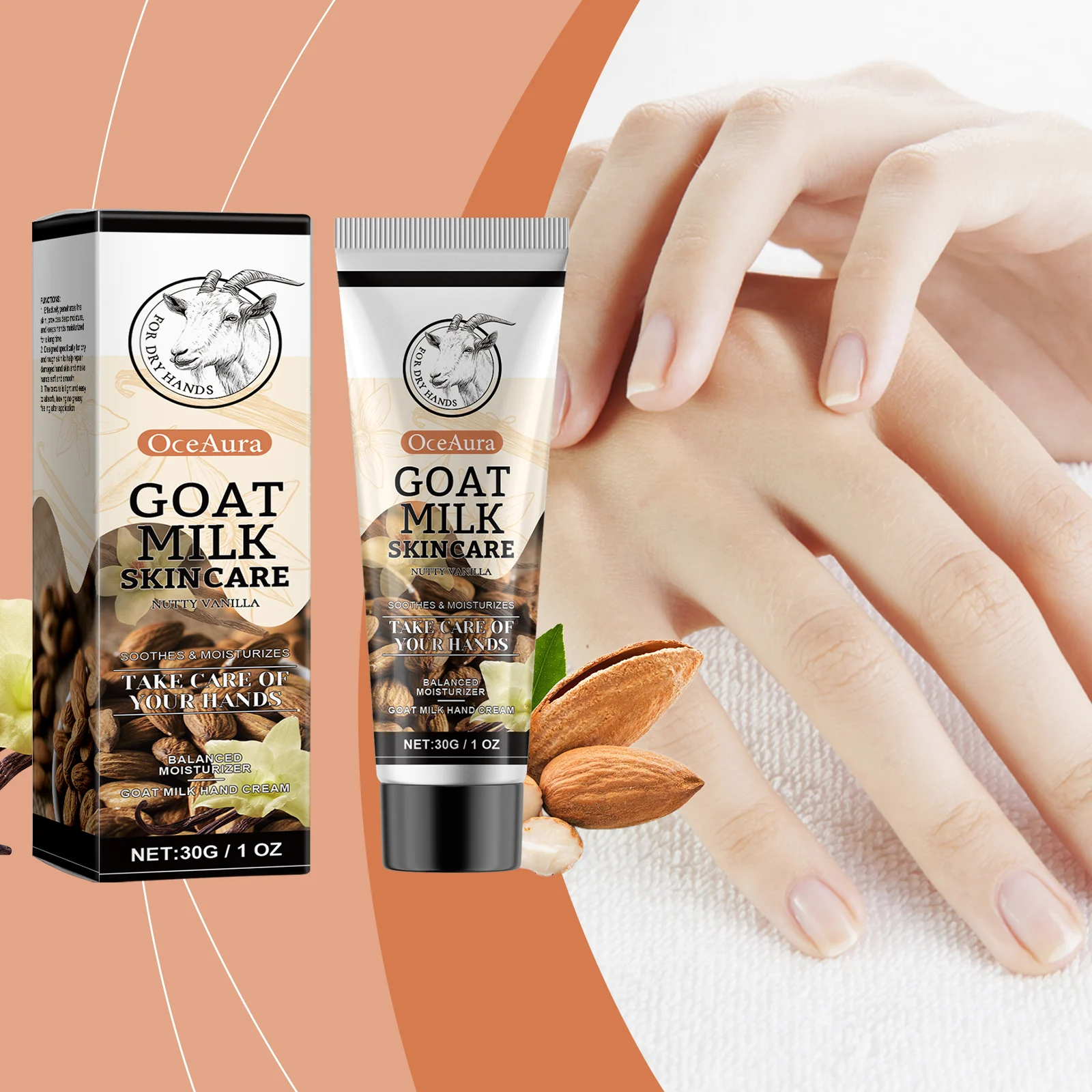 Goat Milk Hand Cream Nutty Vanilla 30g Daily Moisturizing, Tightening & Brightening Hand Care 2 goat milk hand cream nutty vanilla 30g cih 8ax939qq desc 2