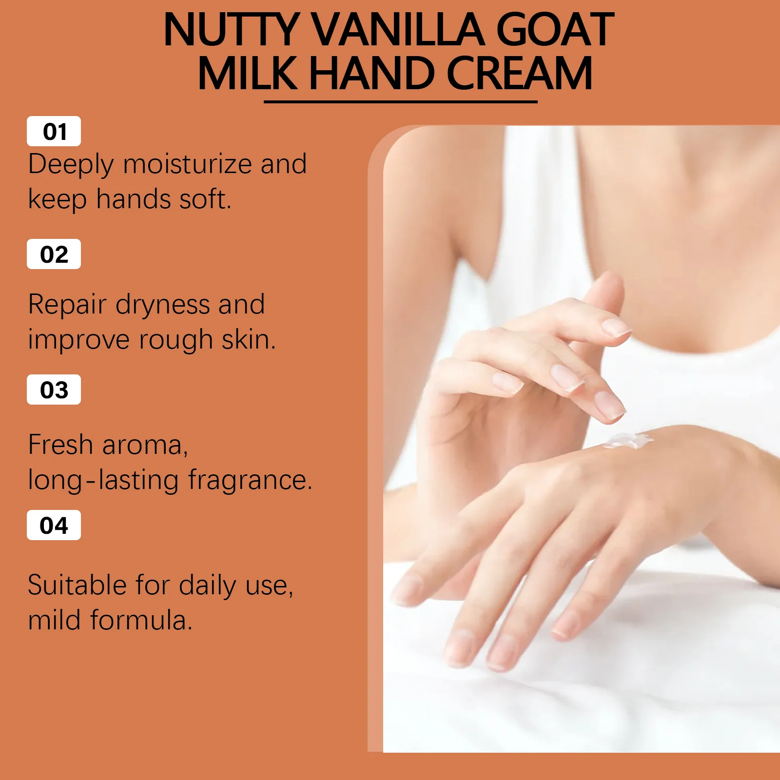 Goat Milk Hand Cream Nutty Vanilla 30g Daily Moisturizing, Tightening & Brightening Hand Care 8 goat milk hand cream nutty vanilla 30g cih 8ax939qq desc 8