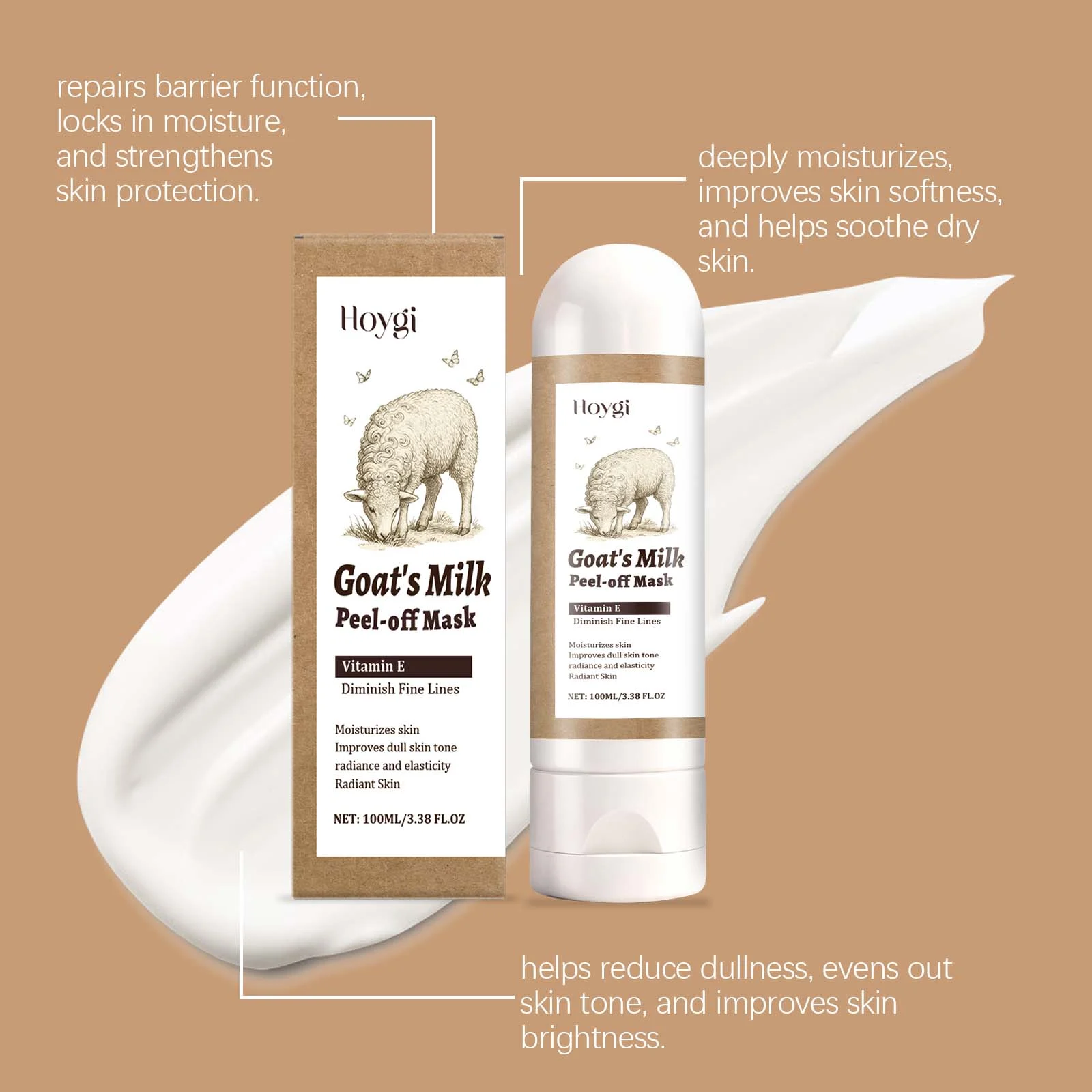 Hoygi Goat's Milk Peel Off Mask Hydrating Moisturizing Firming Skin Care 6 goats milk peel off mask der 66za87z2 desc 6