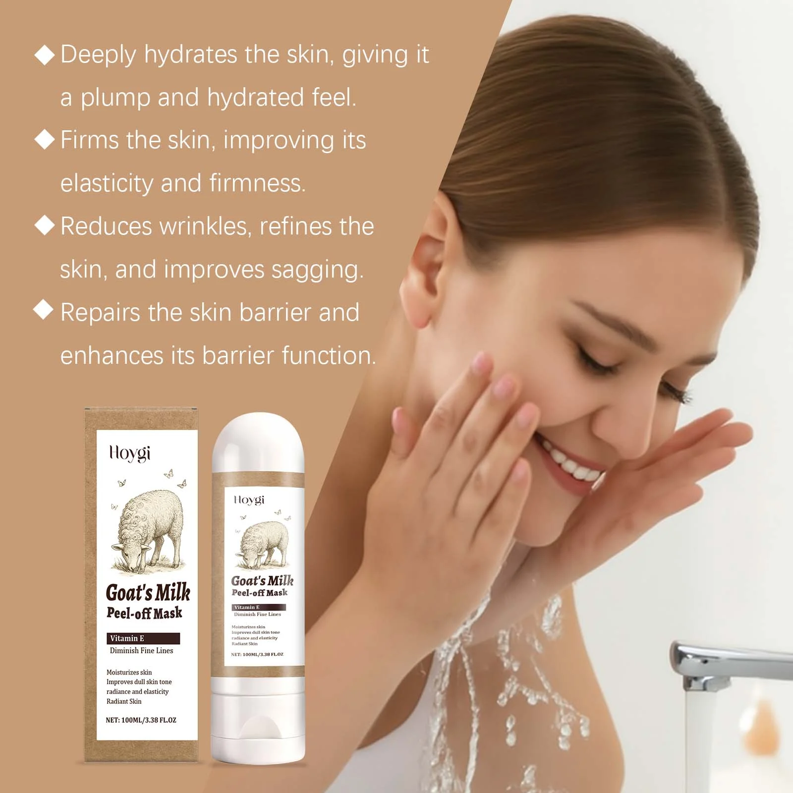Hoygi Goat's Milk Peel Off Mask Hydrating Moisturizing Firming Skin Care 8 goats milk peel off mask der 66za87z2 desc 8
