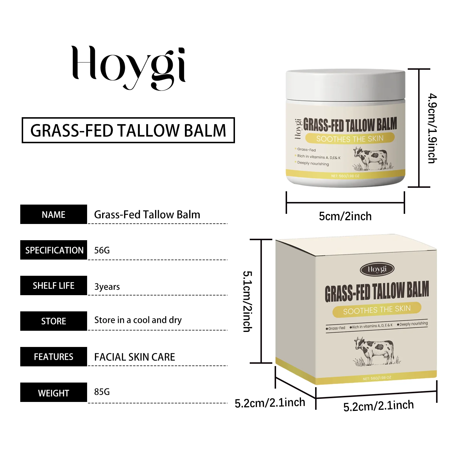 Grass-Fed Tallow Balm Deeply Nourishing Moisturizer for Face & Body 56g 1 grass fed tallow balm deeply nourishing moisturizer 56g cih vctm5a3z desc 1