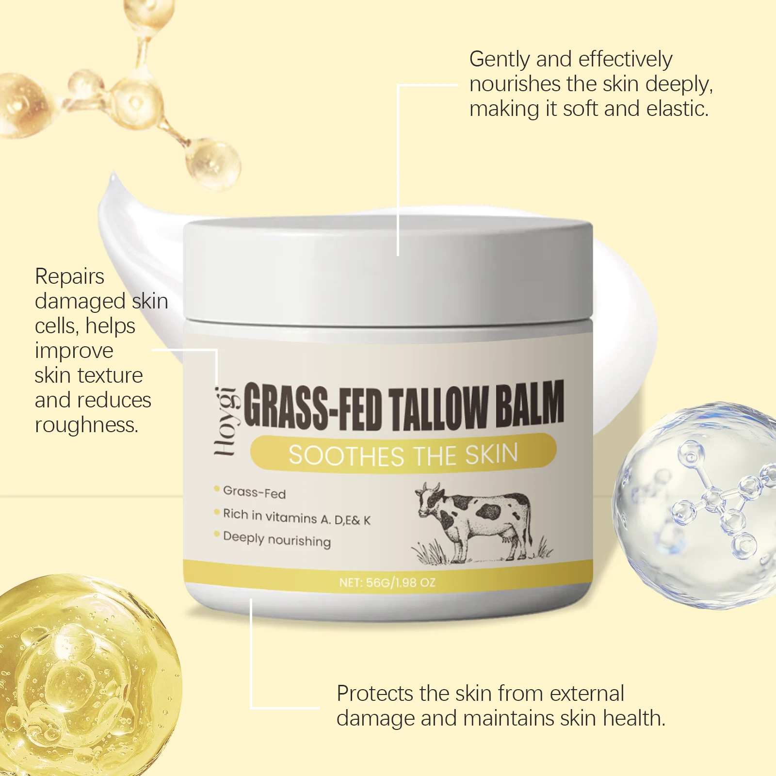 Grass-Fed Tallow Balm Deeply Nourishing Moisturizer for Face & Body 56g 7 grass fed tallow balm deeply nourishing moisturizer 56g cih vctm5a3z desc 7