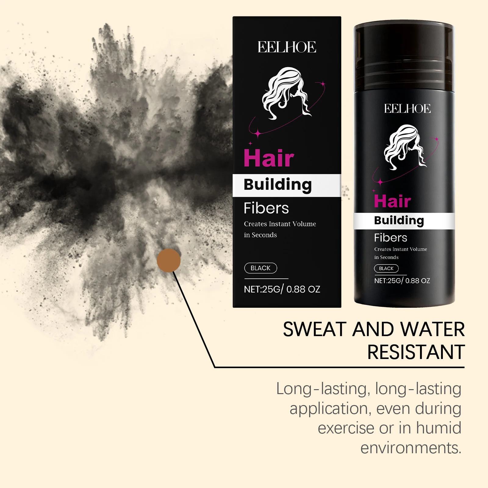 Hair Building Fibers Black Keratin Hair Powder for Thinning Hair 25g 7 hair building fibers black keratin hair powder der h5krhbsf desc 7